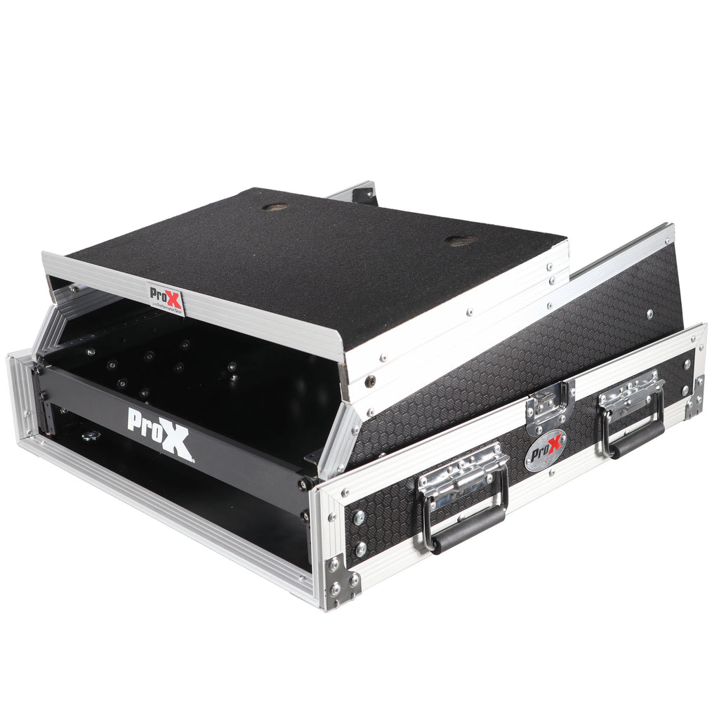 13U Top Mixer and 2U Rack Combo Flight Case with Laptop Shelf and 3 removable doors