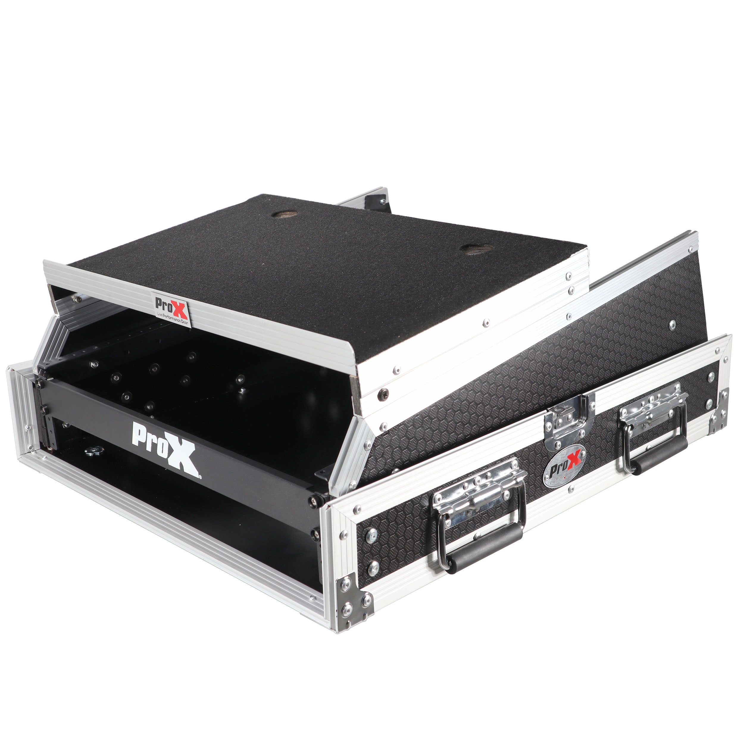 13U Top Mixer and 2U Rack Combo Flight Case with Laptop Shelf and 3 removable doors