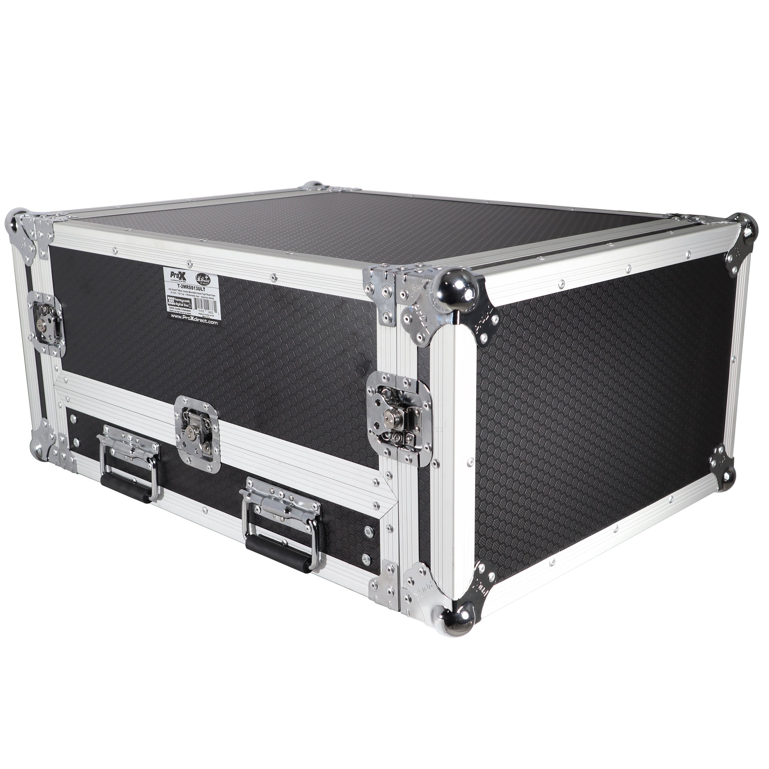 13U Top Mixer and 2U Rack Combo Flight Case with Laptop Shelf and 3 removable doors