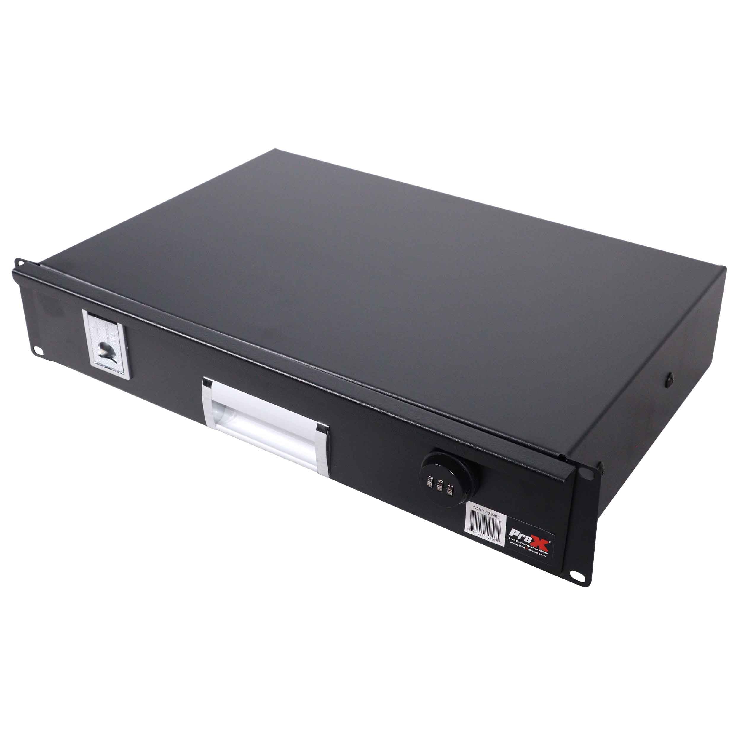 2U Rack Space 12" Depth Rack Mount Drawer for Audio, DJ, and IT Server rack cases.