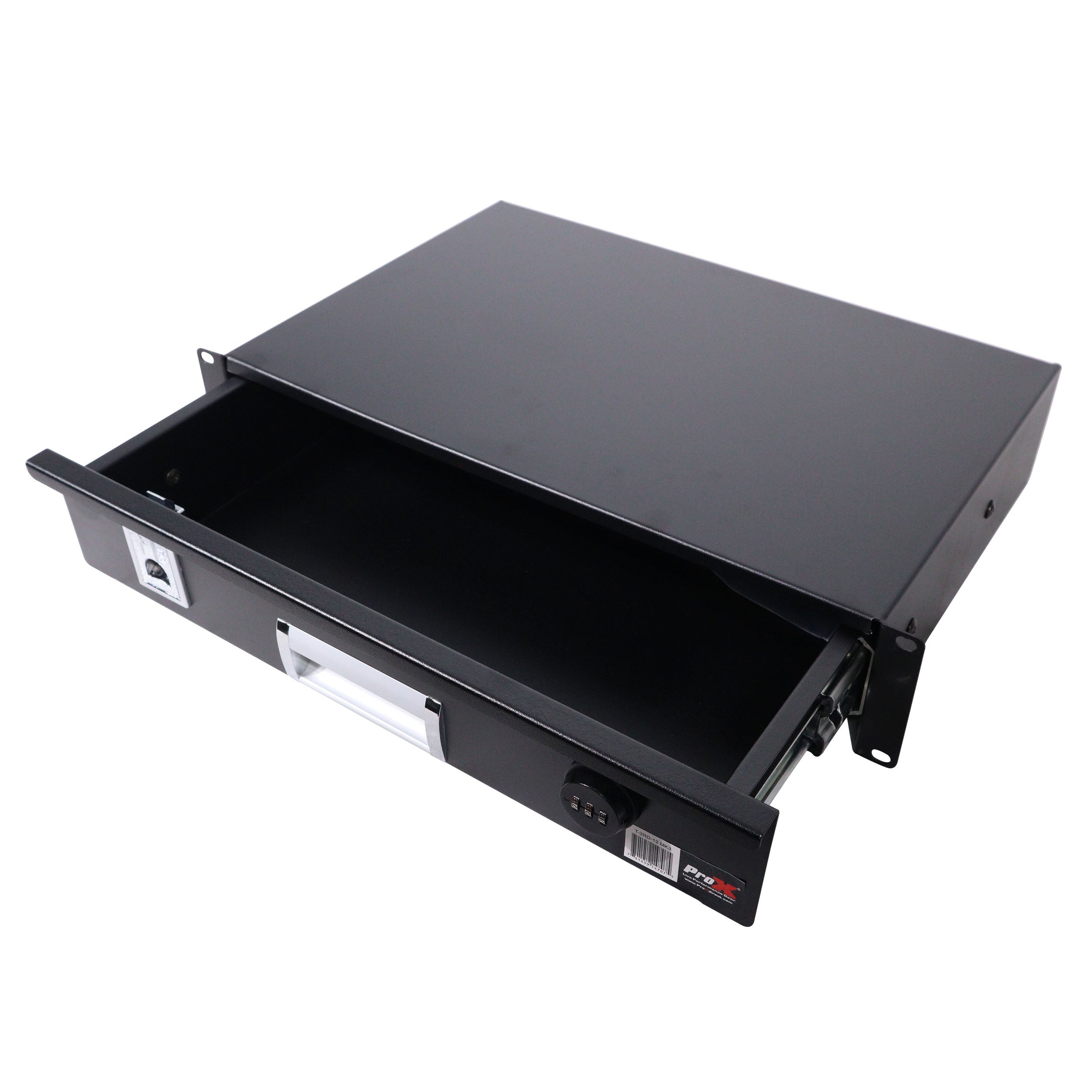 2U Rack Space 12" Depth Rack Mount Drawer for Audio, DJ, and IT Server rack cases.