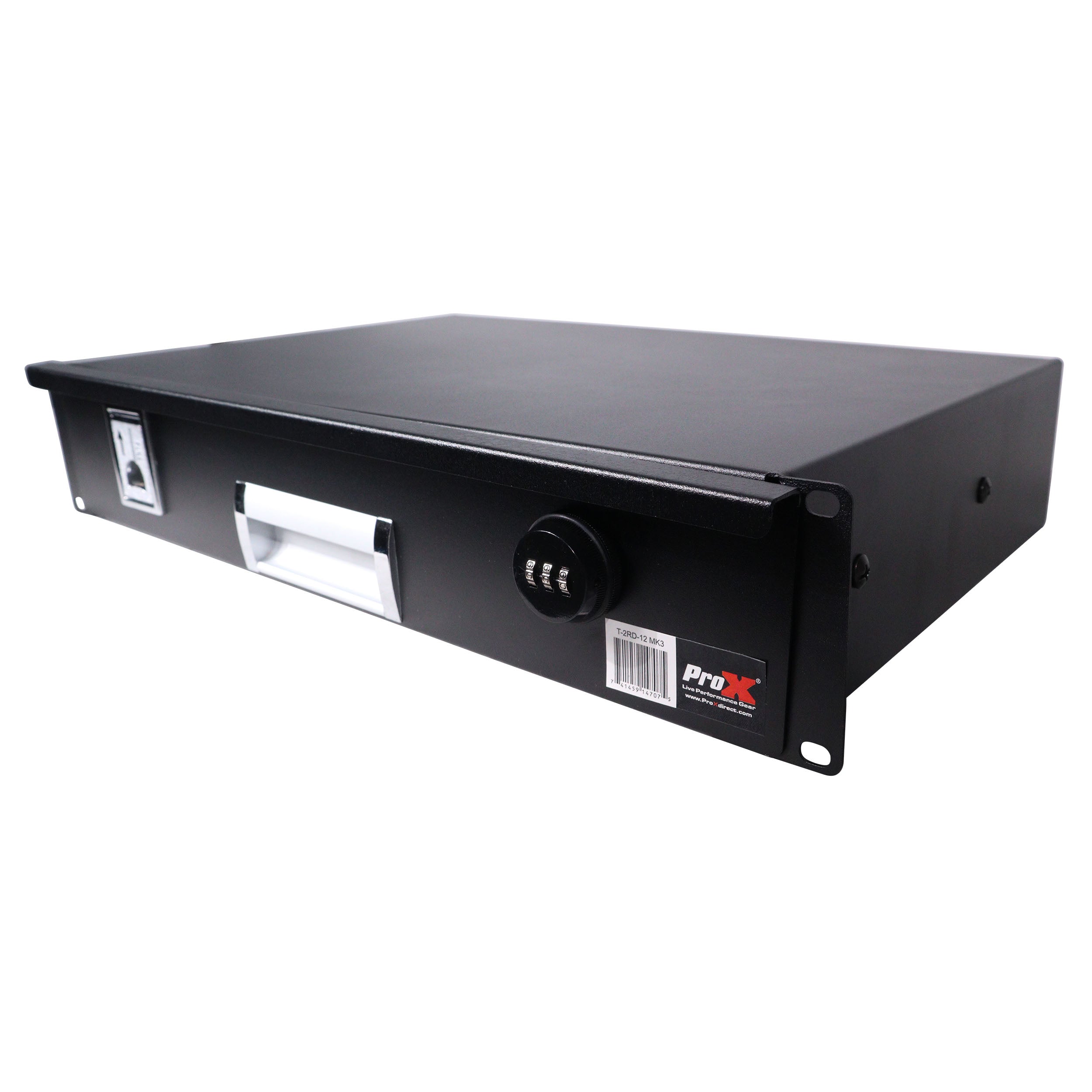 2U Rack Space 12" Depth Rack Mount Drawer for Audio, DJ, and IT Server rack cases.