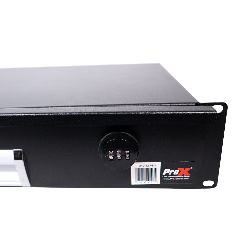 2U Rack Space 12" Depth Rack Mount Drawer for Audio, DJ, and IT Server rack cases.