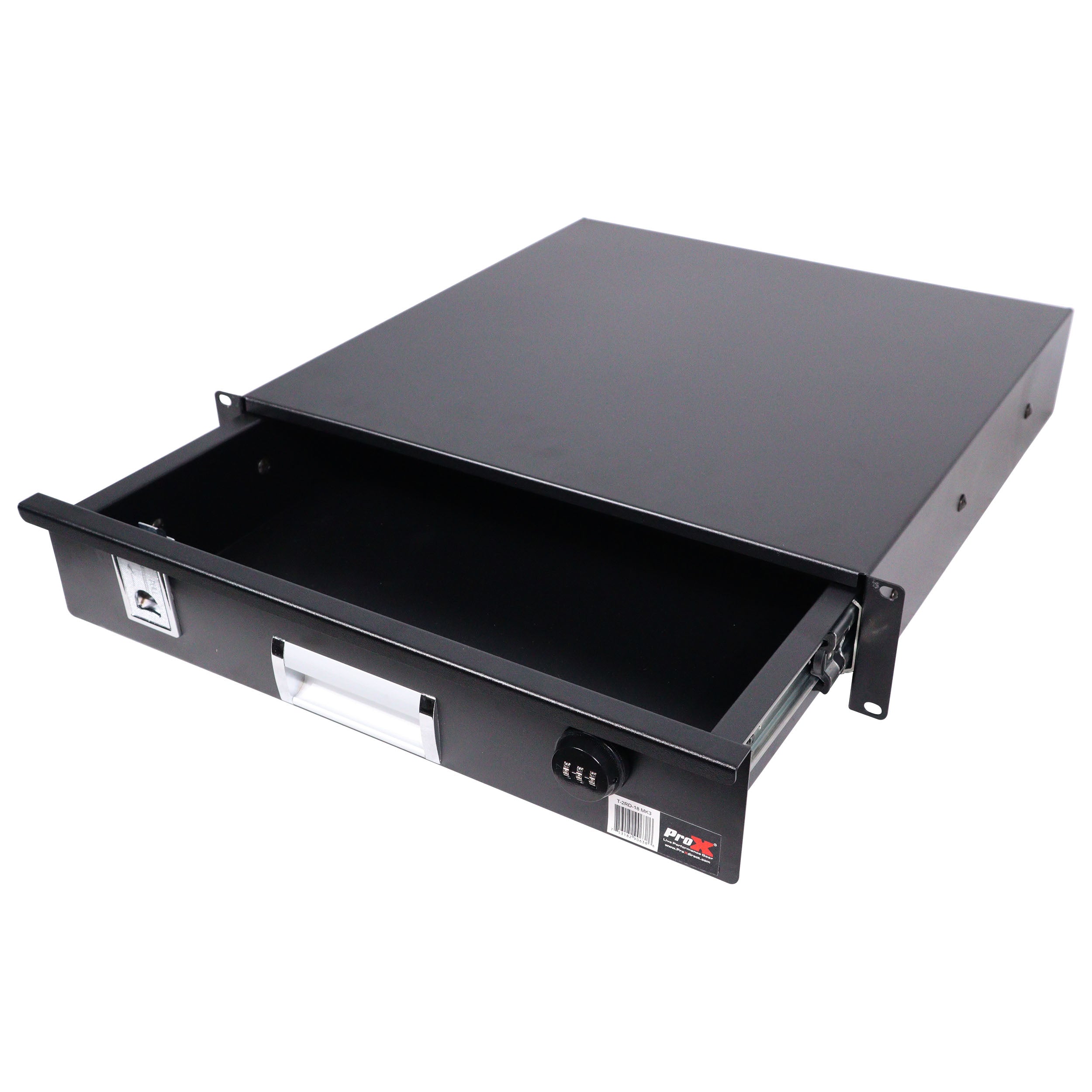 2U Rack Space 18" Depth Rack Mount Drawer for Audio, DJ, and IT Server rack cases.