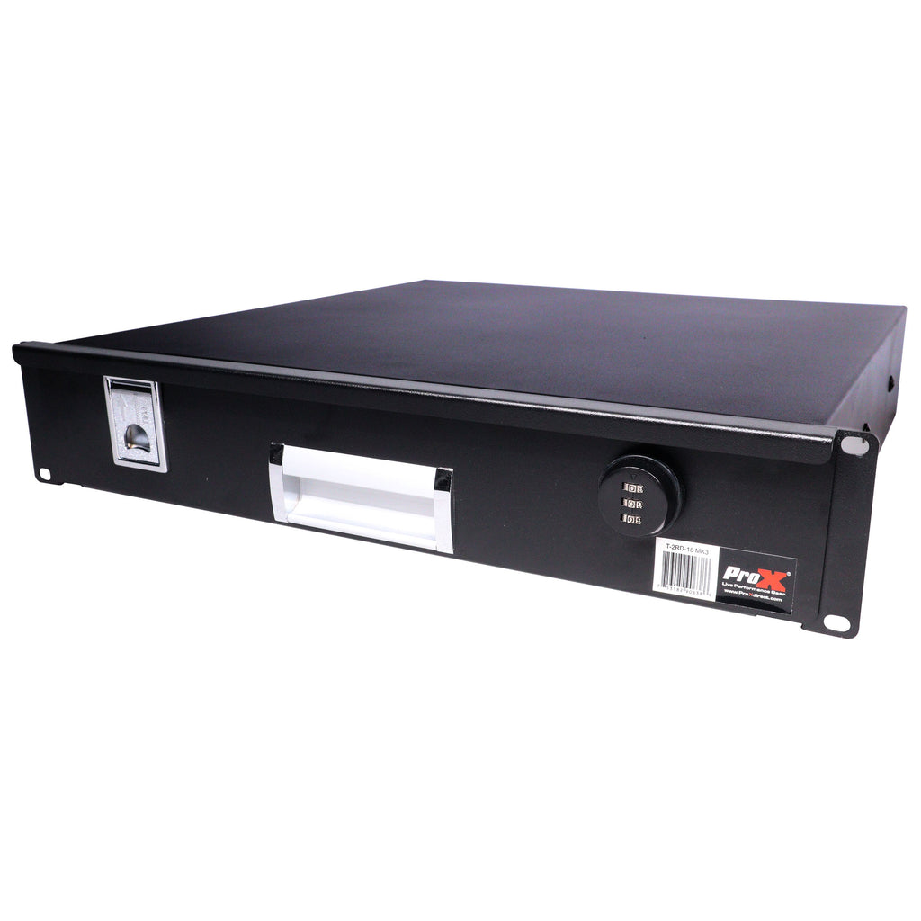 2U Rack Space 18" Depth Rack Mount Drawer for Audio, DJ, and IT Server rack cases.