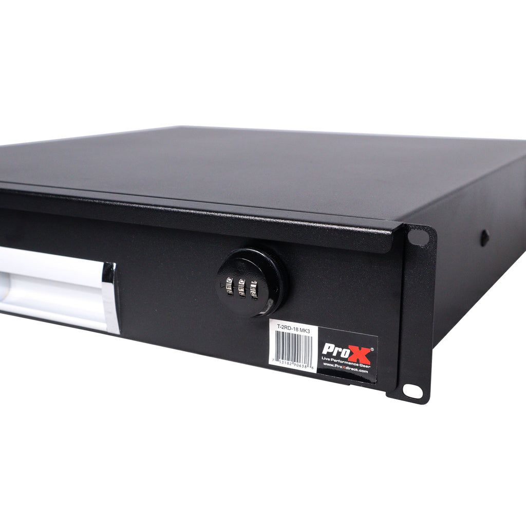 2U Rack Space 18" Depth Rack Mount Drawer for Audio, DJ, and IT Server rack cases.