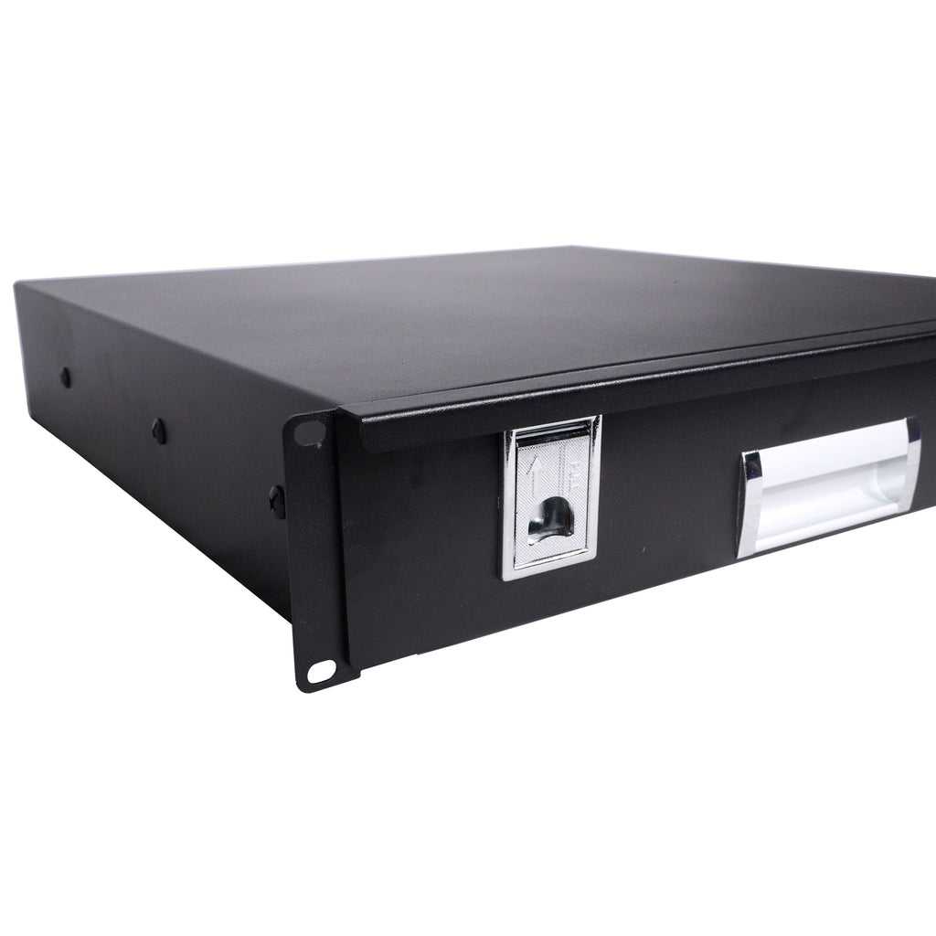 2U Rack Space 18" Depth Rack Mount Drawer for Audio, DJ, and IT Server rack cases.