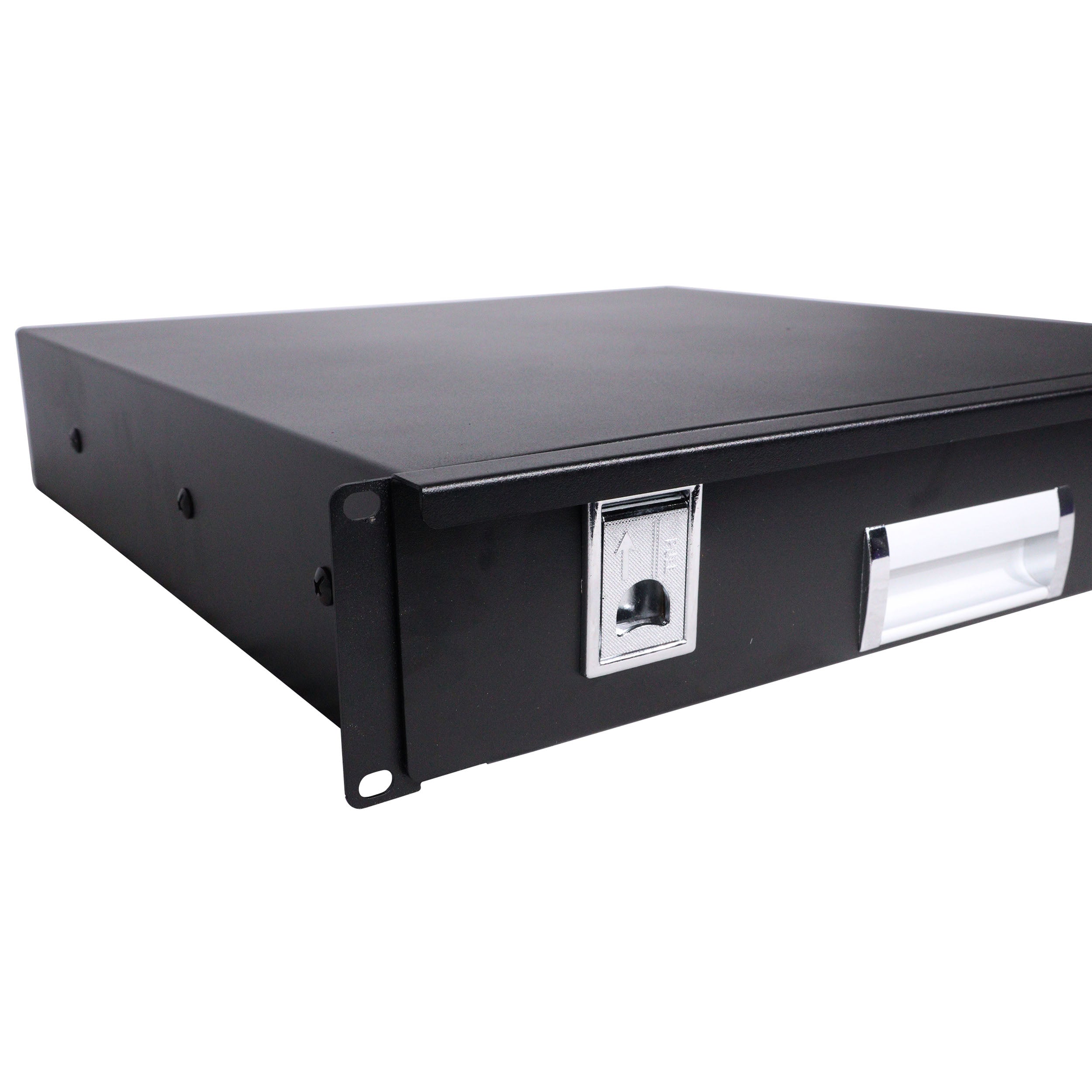 2U Rack Space 18" Depth Rack Mount Drawer for Audio, DJ, and IT Server rack cases.