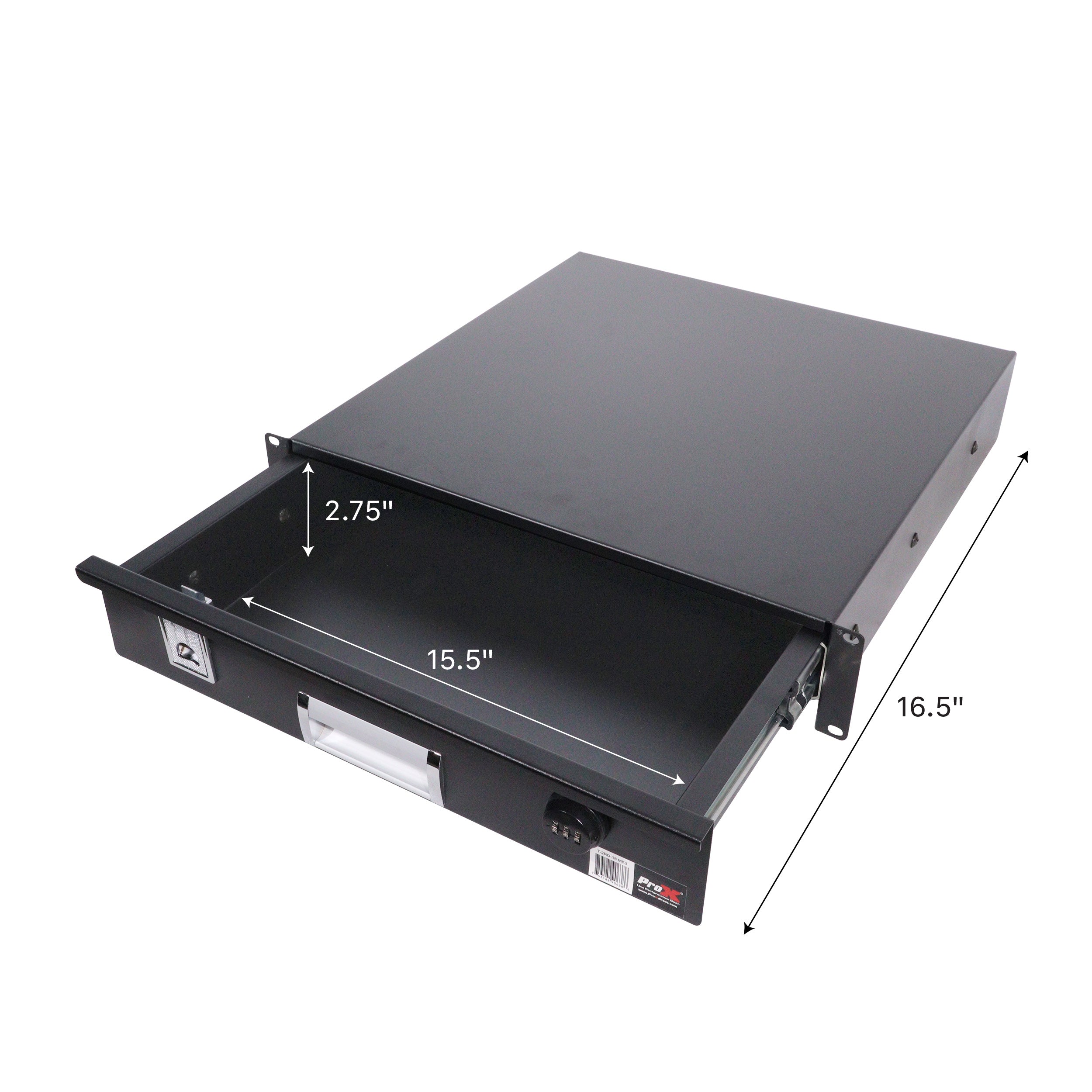 2U Rack Space 18" Depth Rack Mount Drawer for Audio, DJ, and IT Server rack cases.