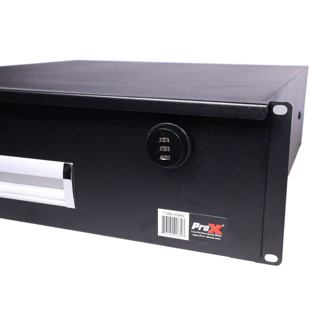 3U Rack Space 18" Depth Rack Mount Drawer for Audio, DJ, and IT Server rack cases.