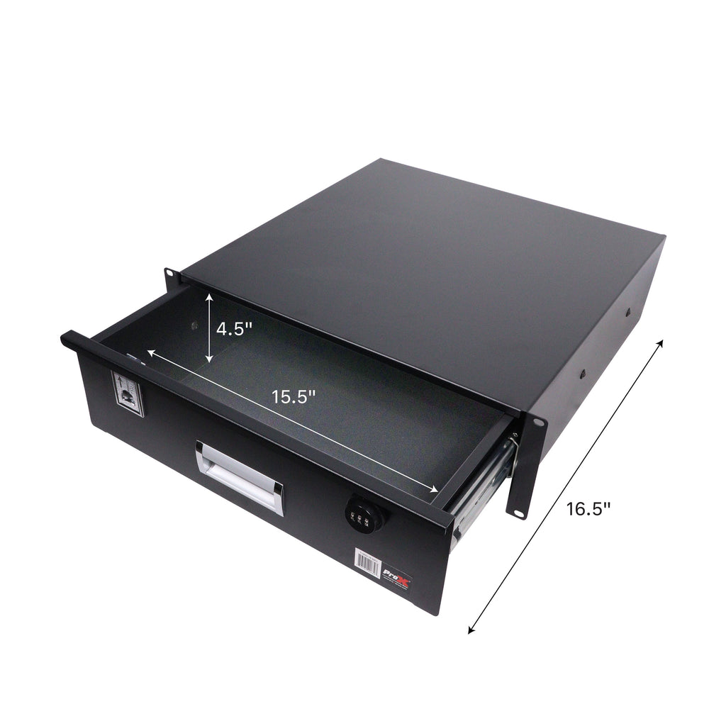 3U Rack Space 18" Depth Rack Mount Drawer for Audio, DJ, and IT Server rack cases.