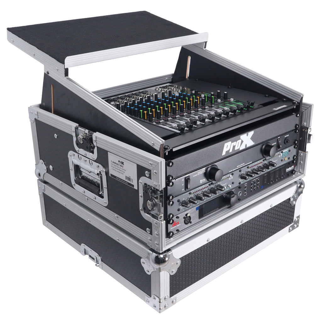 4U Vertical Rack Mount Flight Case with 10U Top for Mixer Combo Amp Rack with Laptop Shelf