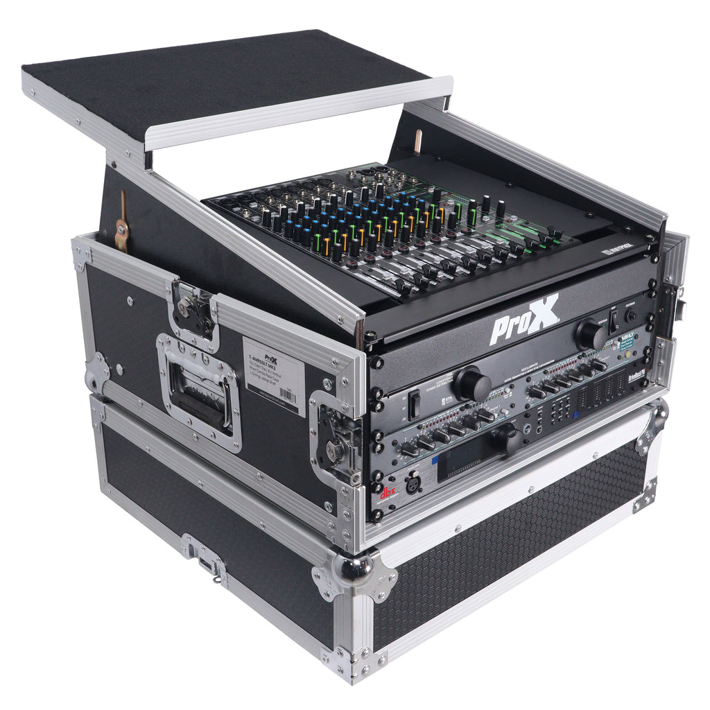 4U Vertical Rack Mount Flight Case with 10U Top for Mixer Combo Amp Rack with Laptop Shelf