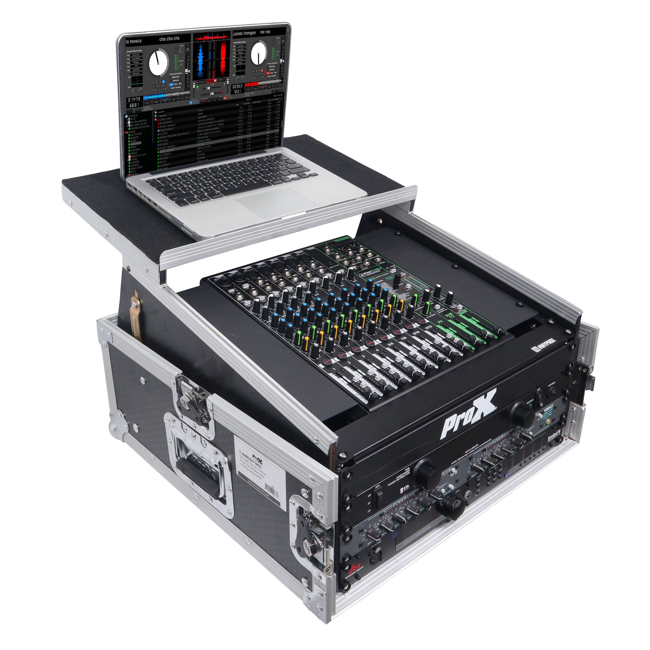 6U Vertical Rack Mount Flight Case with 10U Top for Mixer Combo Amp Rack with Laptop Shelf