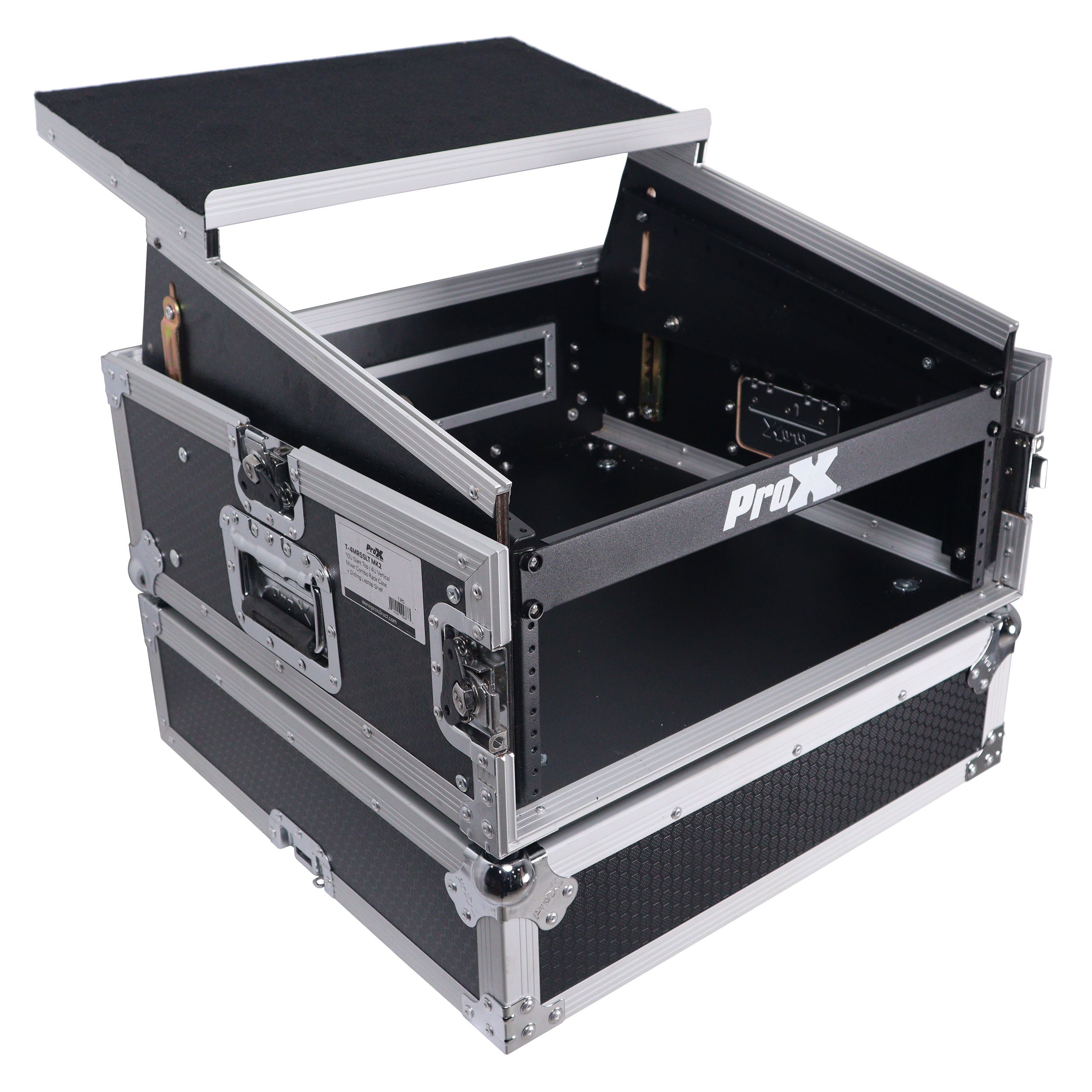 4U Vertical Rack Mount Flight Case with 10U Top for Mixer Combo Amp Rack with Laptop Shelf
