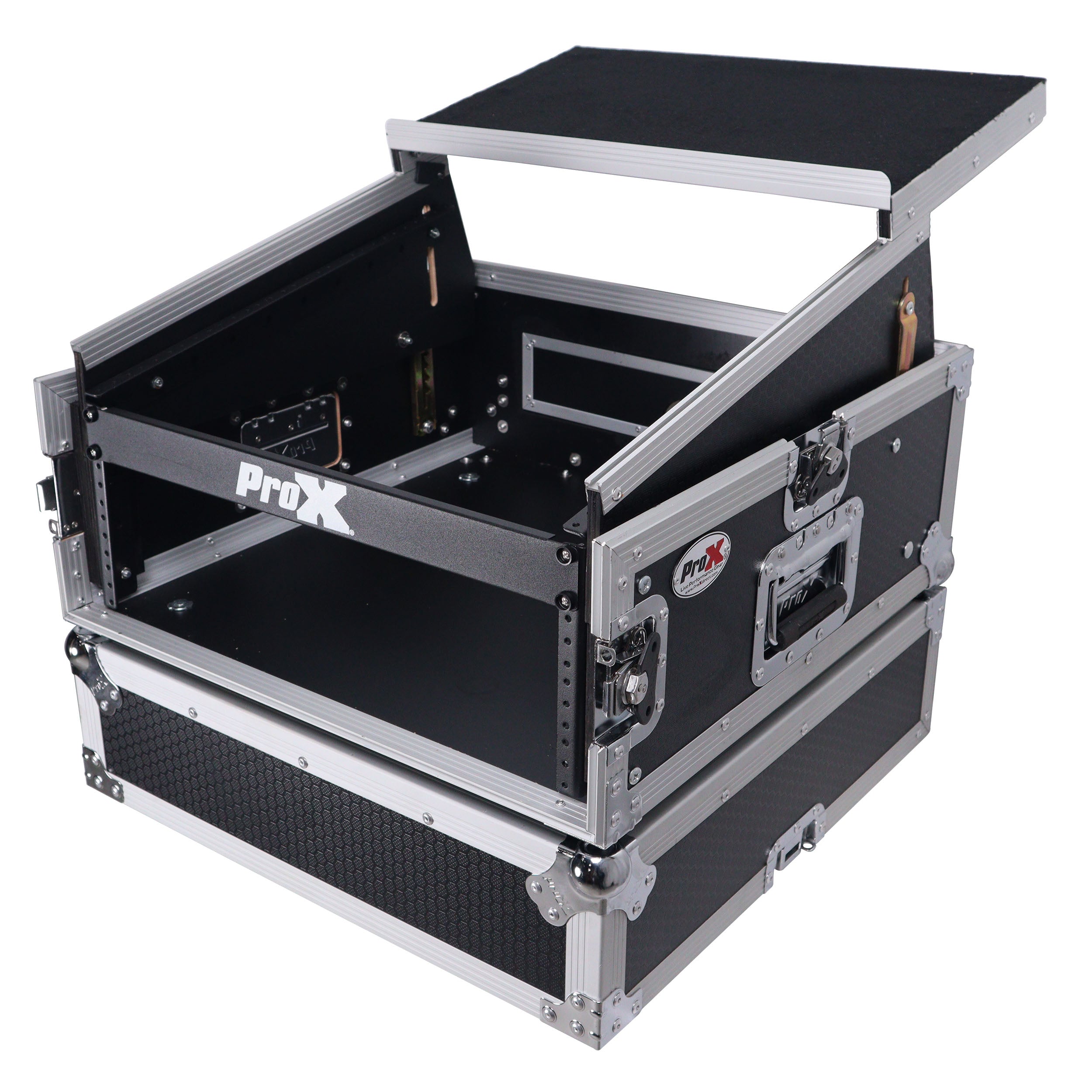6U Vertical Rack Mount Flight Case with 10U Top for Mixer Combo Amp Rack with Laptop Shelf