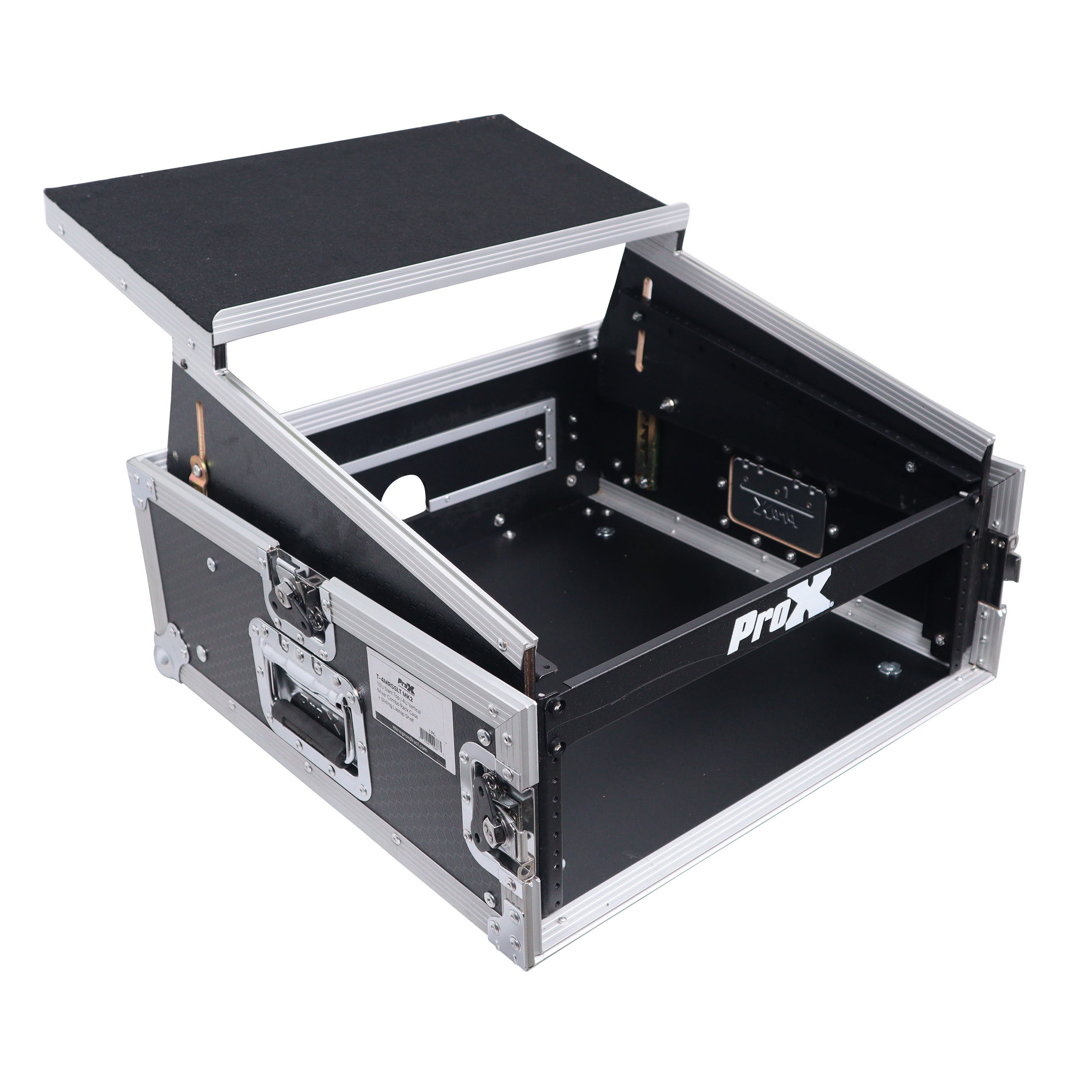 4U Vertical Rack Mount Flight Case with 10U Top for Mixer Combo Amp Rack with Laptop Shelf