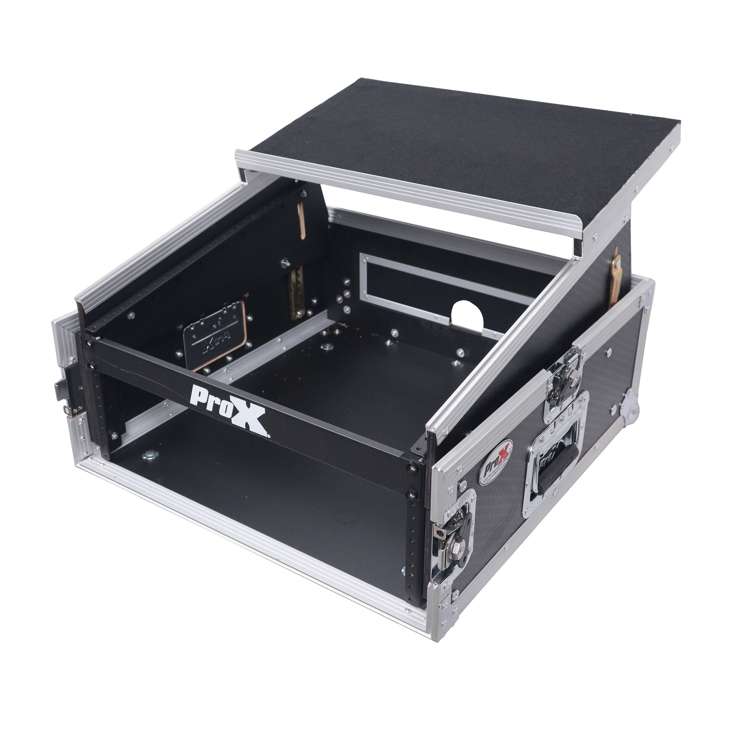 6U Vertical Rack Mount Flight Case with 10U Top for Mixer Combo Amp Rack with Laptop Shelf