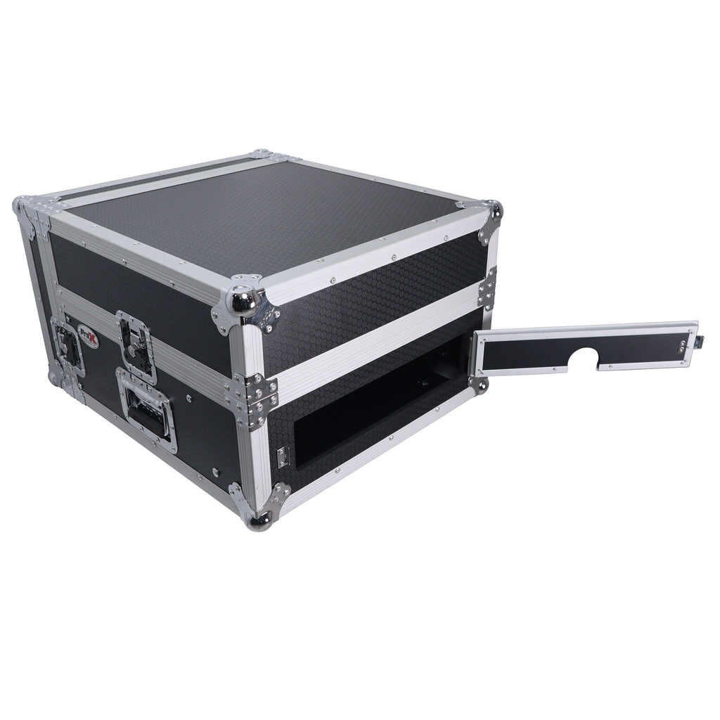 4U Vertical Rack Mount Flight Case with 10U Top for Mixer Combo Amp Rack with Laptop Shelf