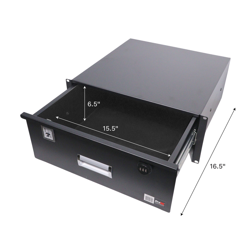 4U Rack Space 18" Depth Rack Mount Drawer for Audio, DJ, and IT Server rack cases.