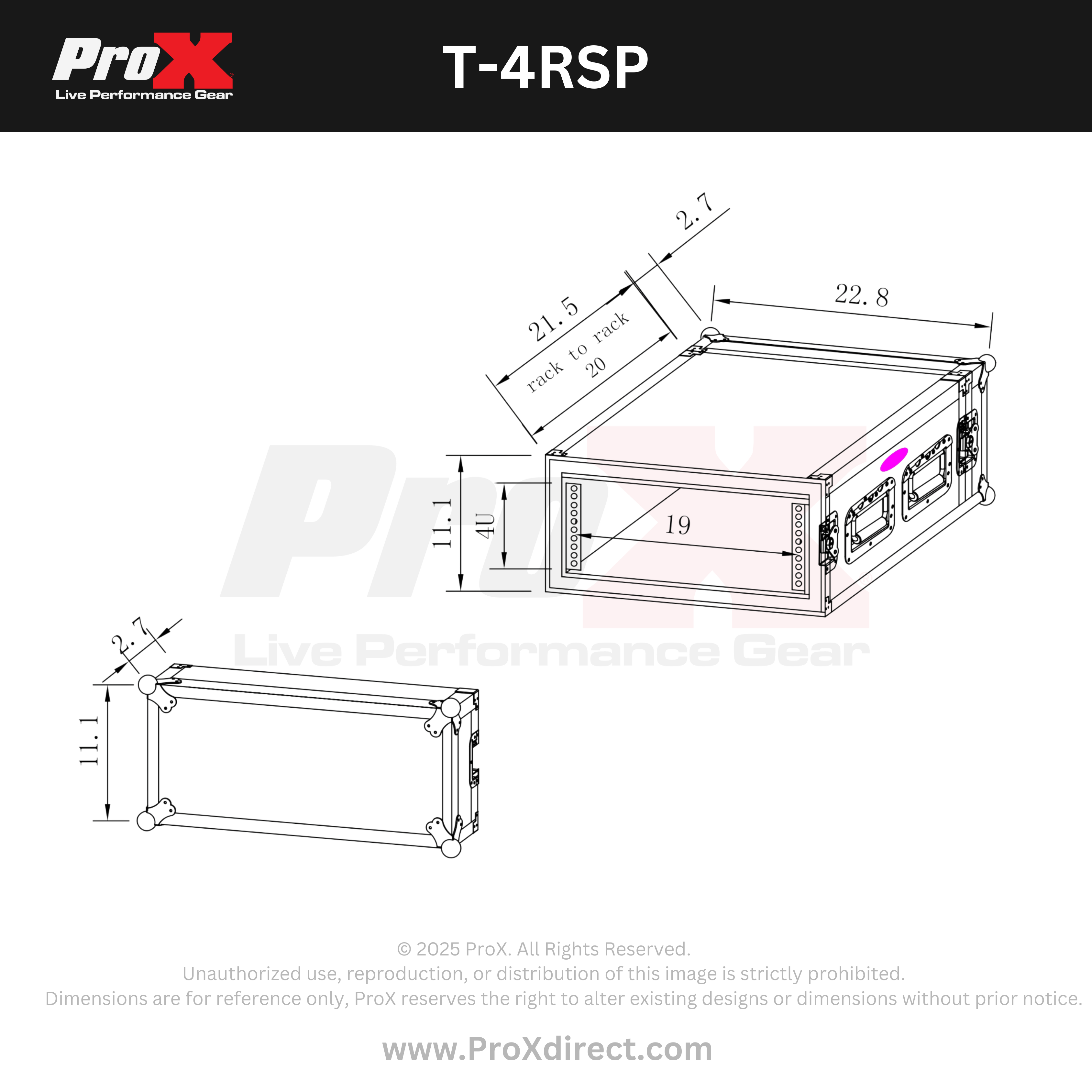 ATA Style 4U Space Shockproof Amp Rack Mount Case 20 in. Depth