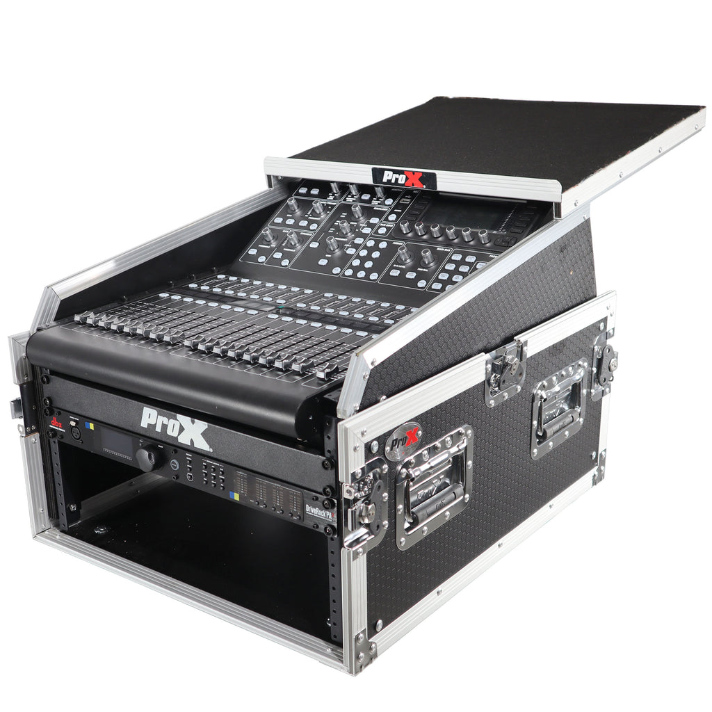13U Top Mixer 6U Front Rack Combo Flight Case with Removable Sliding Laptop Shelf