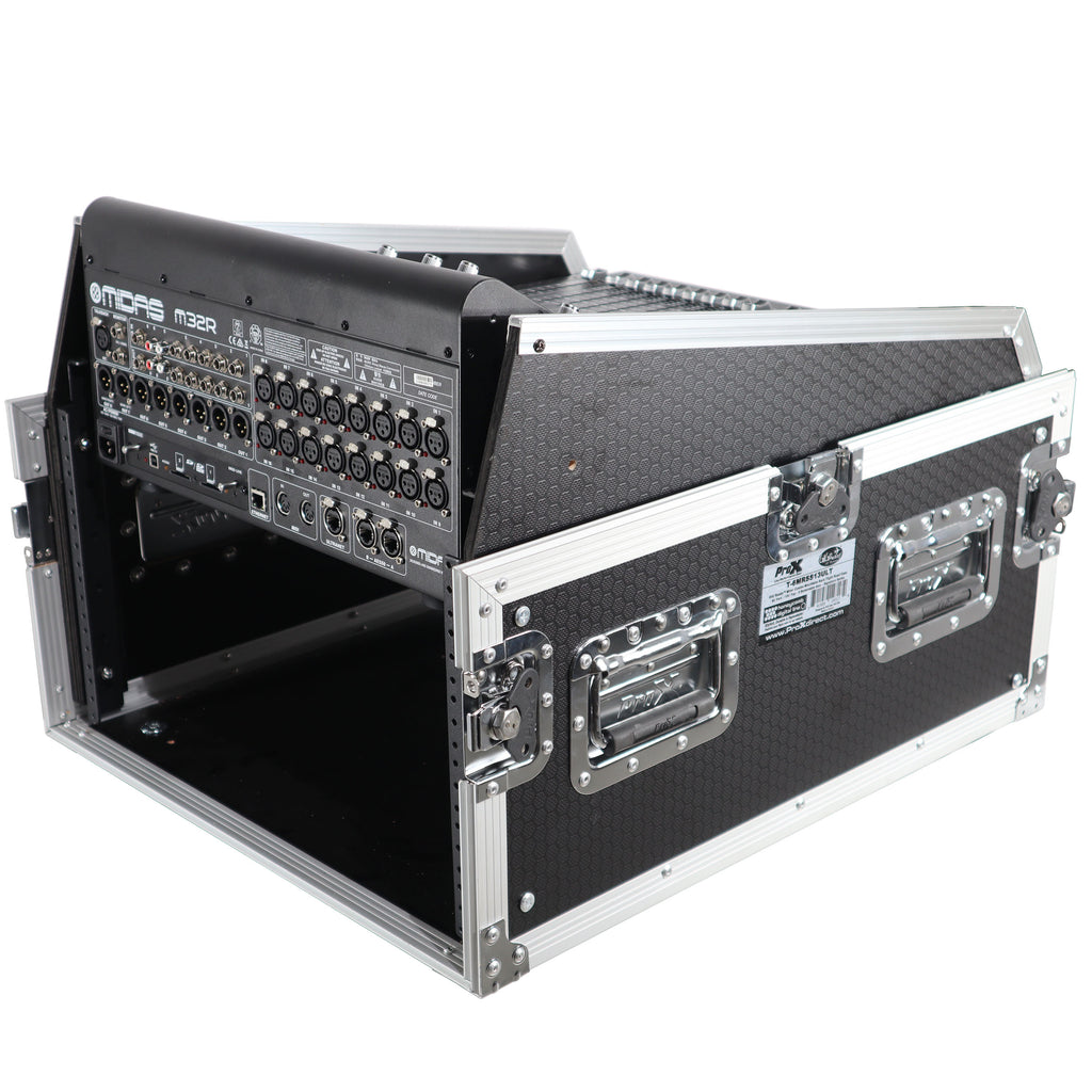 13U Top Mixer 6U Front Rack Combo Flight Case with Removable Sliding Laptop Shelf