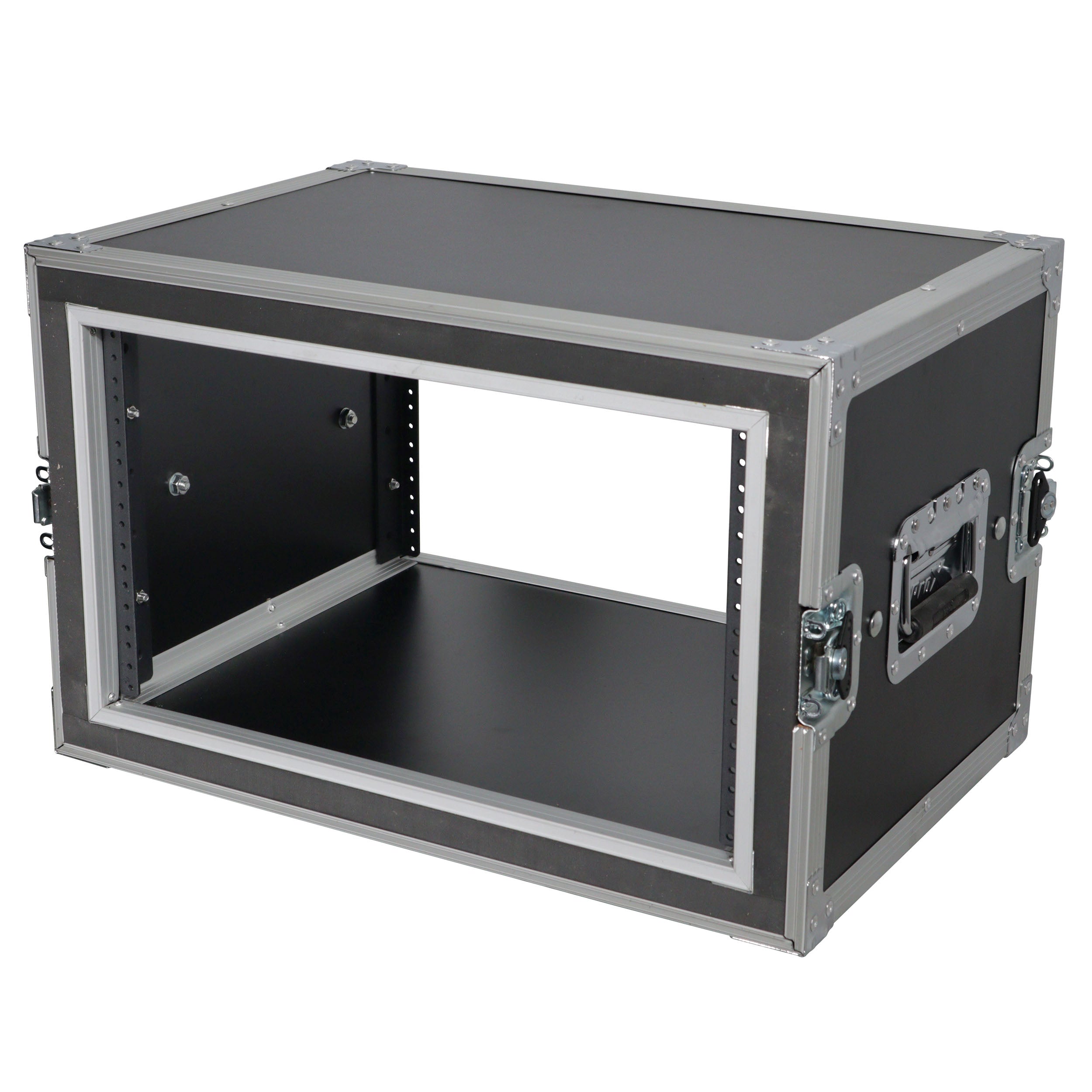 6U Vertical Shockproof Effects Rack 14" Depth Rail to Rail with Handles