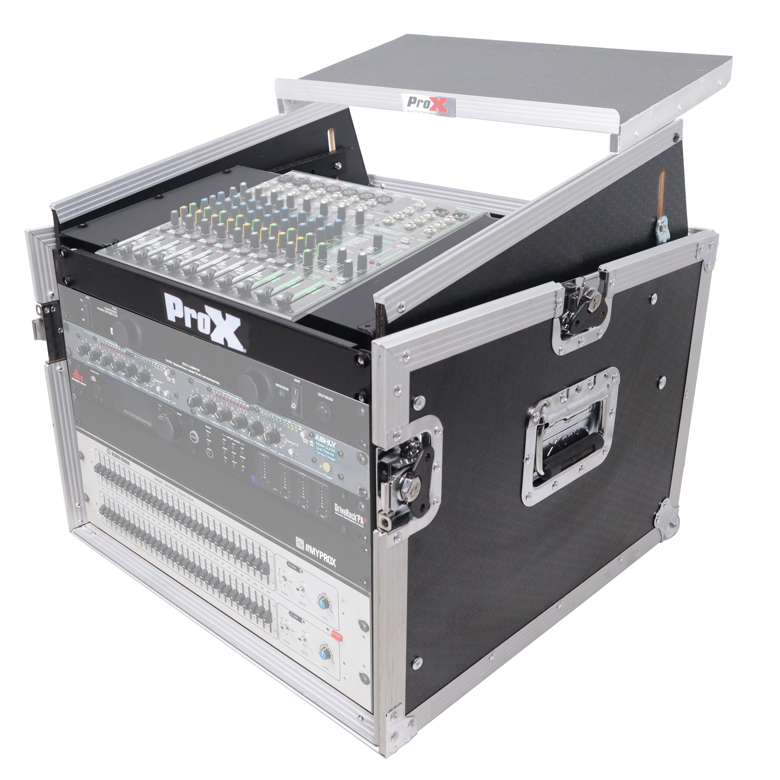 8U Vertical Rack Mount Flight Case with 10U Top for Mixer Combo Amp Rack