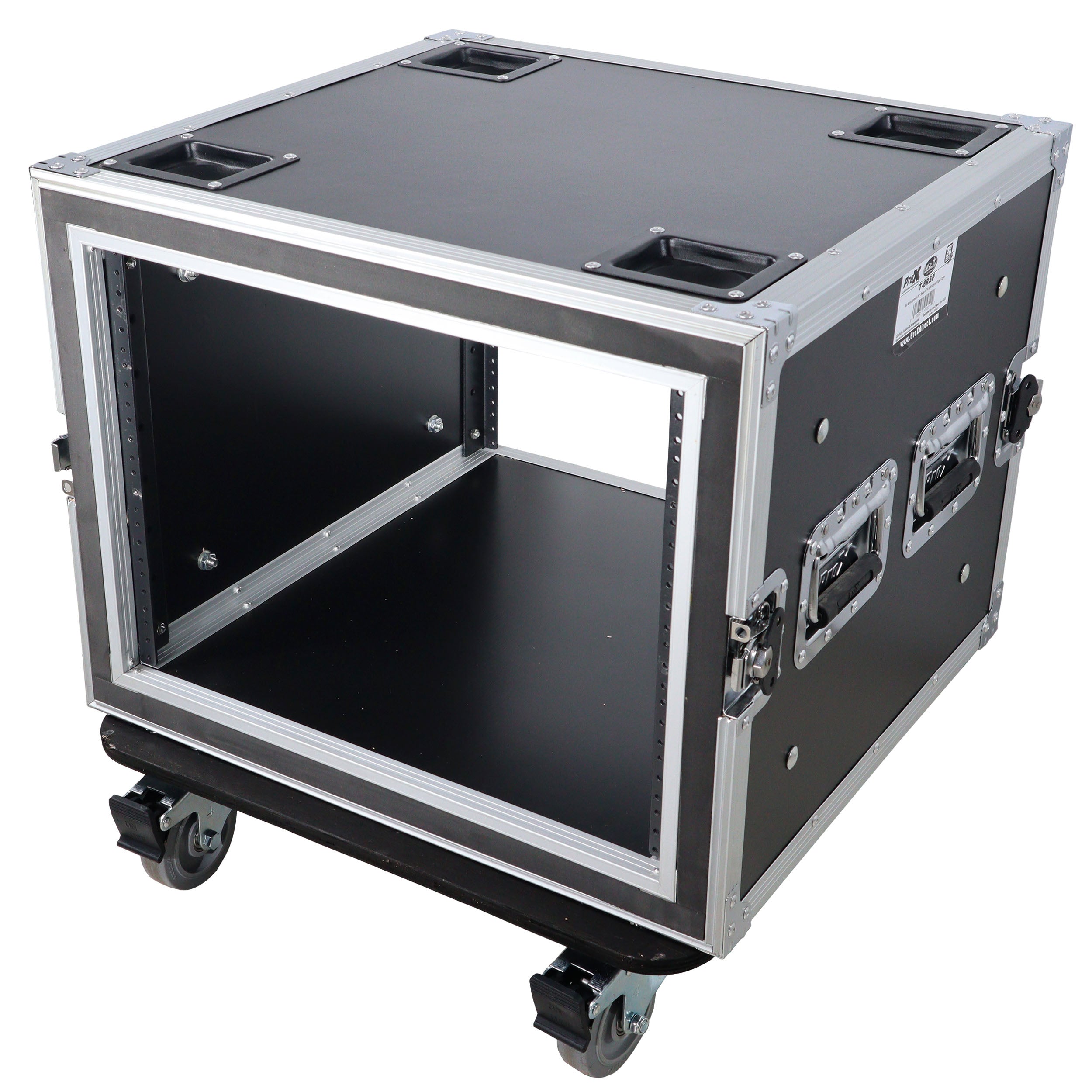 ATA Style 8U Shockproof Rack Mount Flight Case 20 inch Depth with Caster Wheels