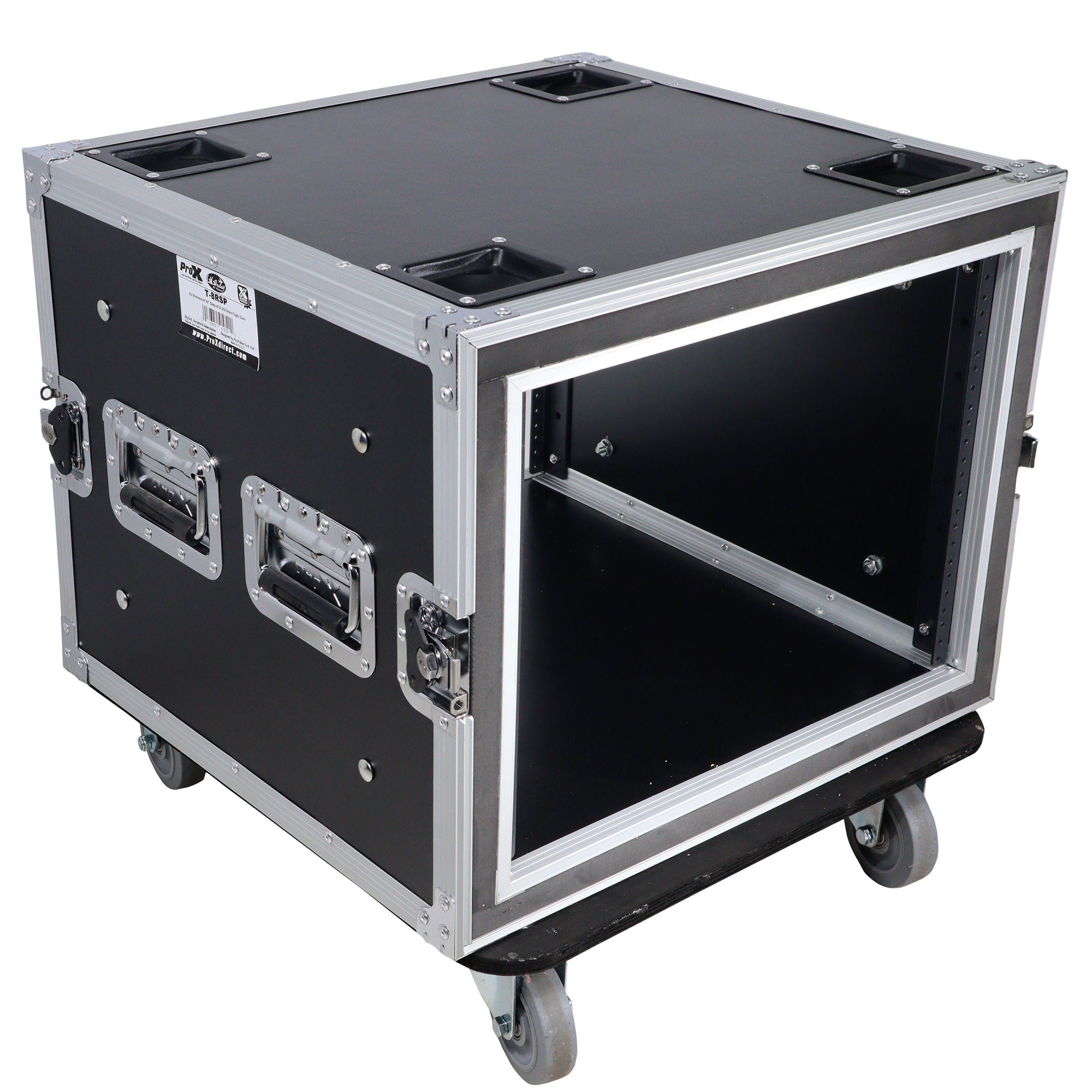 ATA Style 8U Shockproof Rack Mount Flight Case 20 inch Depth with Caster Wheels