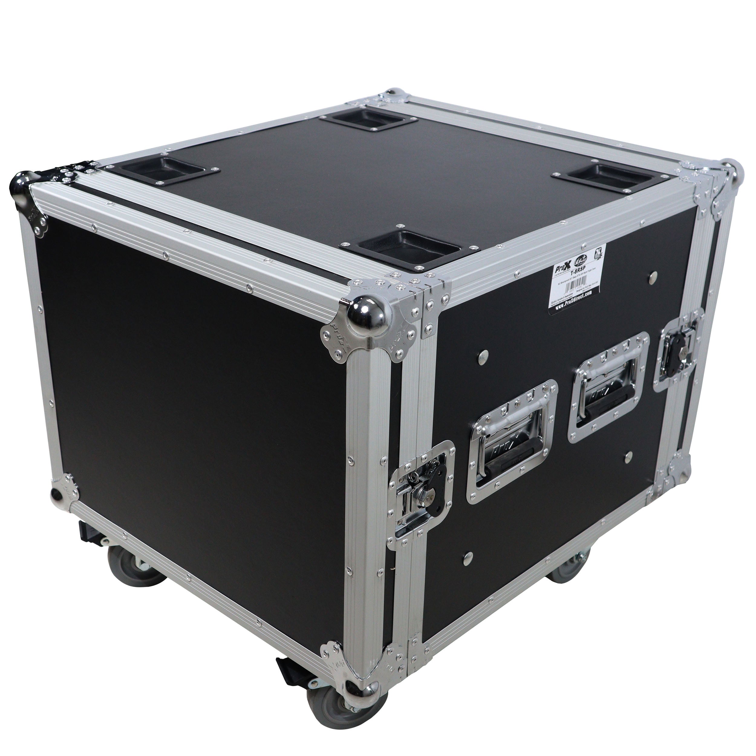 ATA Style 8U Shockproof Rack Mount Flight Case 20 inch Depth with Caster Wheels