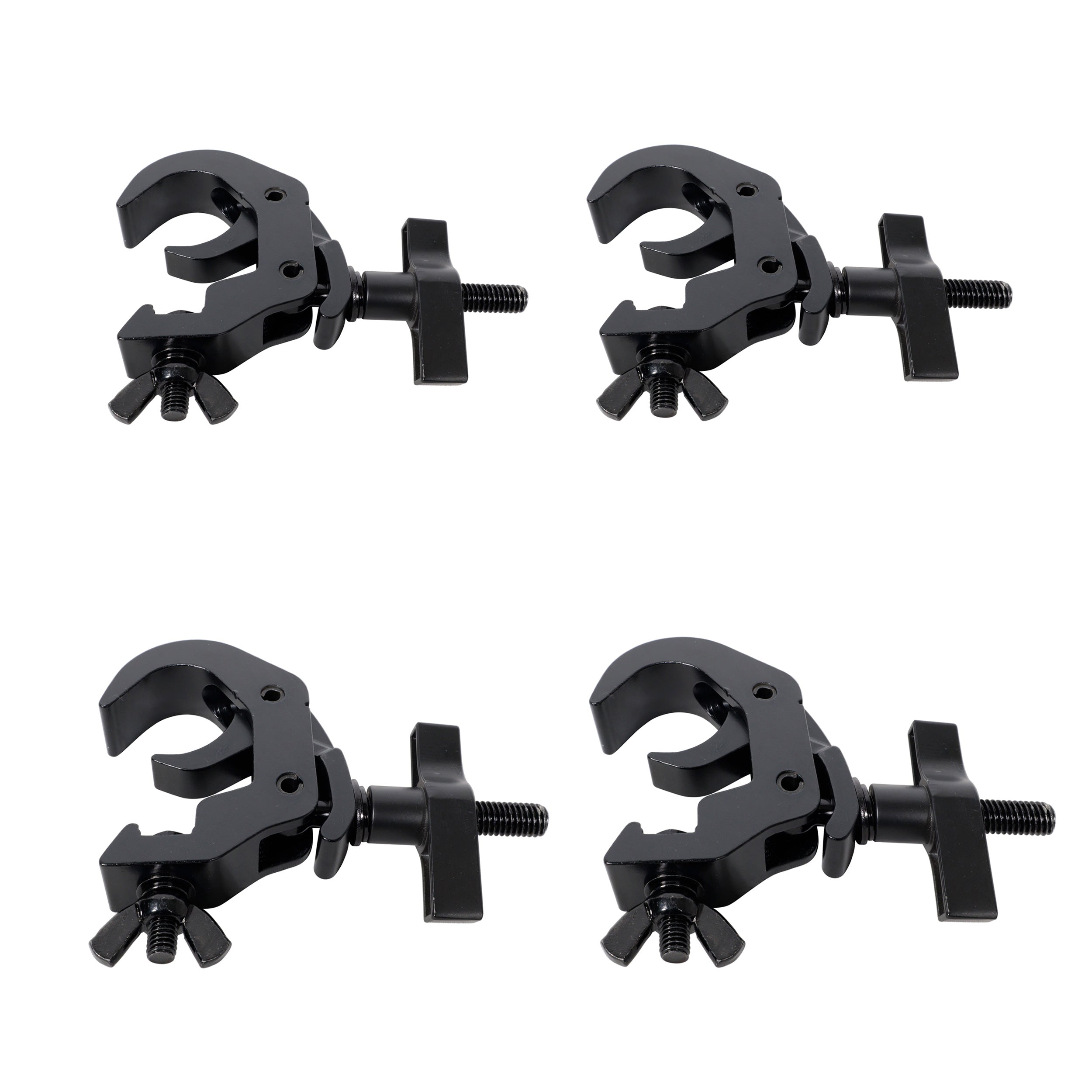 6PCS Set of 4 Aluminum Self-Locking M10 Clamp with Big Wing Knob for 2" Truss Tube Capacity 330 lbs. Black Finish