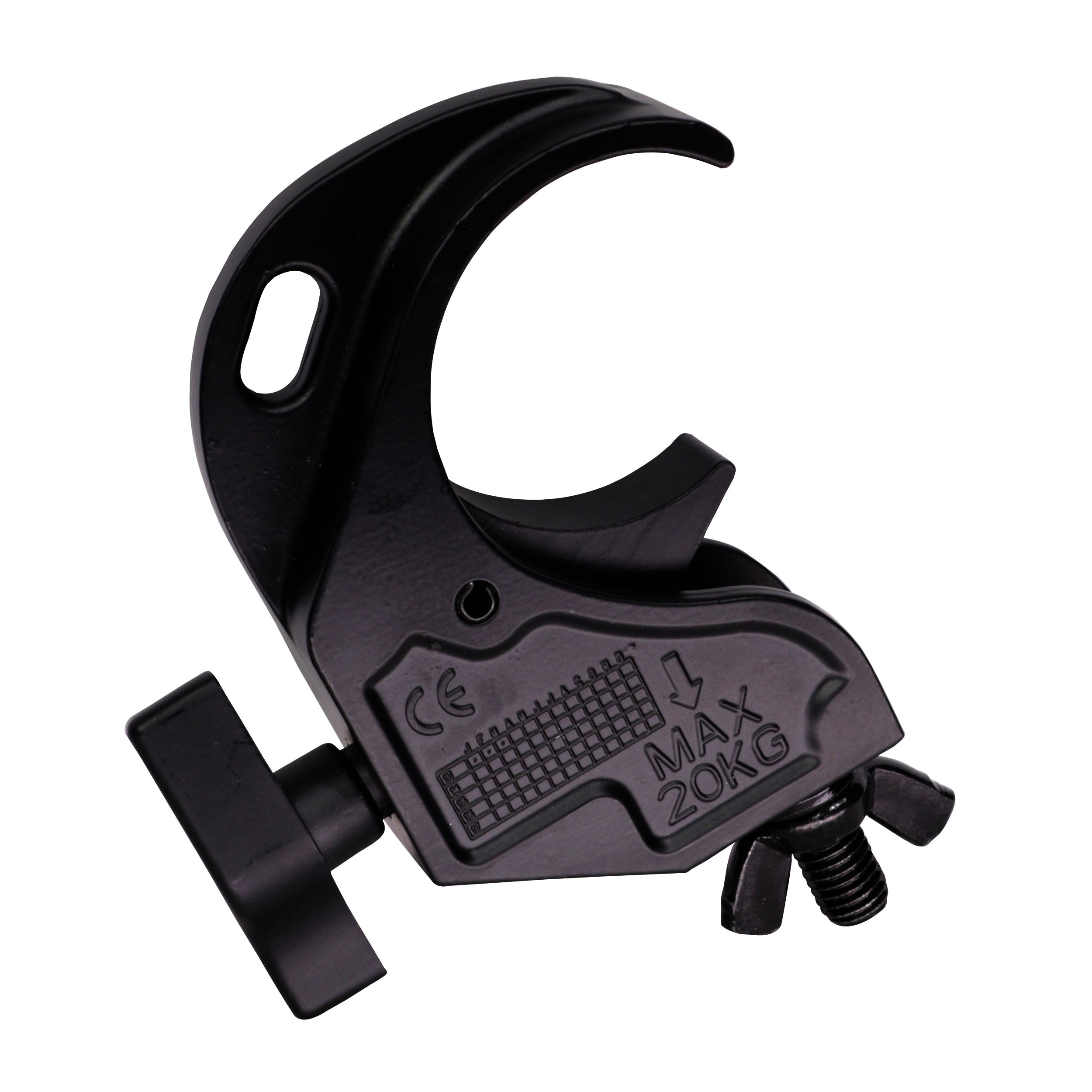 24PCS Aluminum Hook Style M10 Clamp with Big Wing Knob for 2" Truss Tube Capacity 45 Lbs. Black Finish