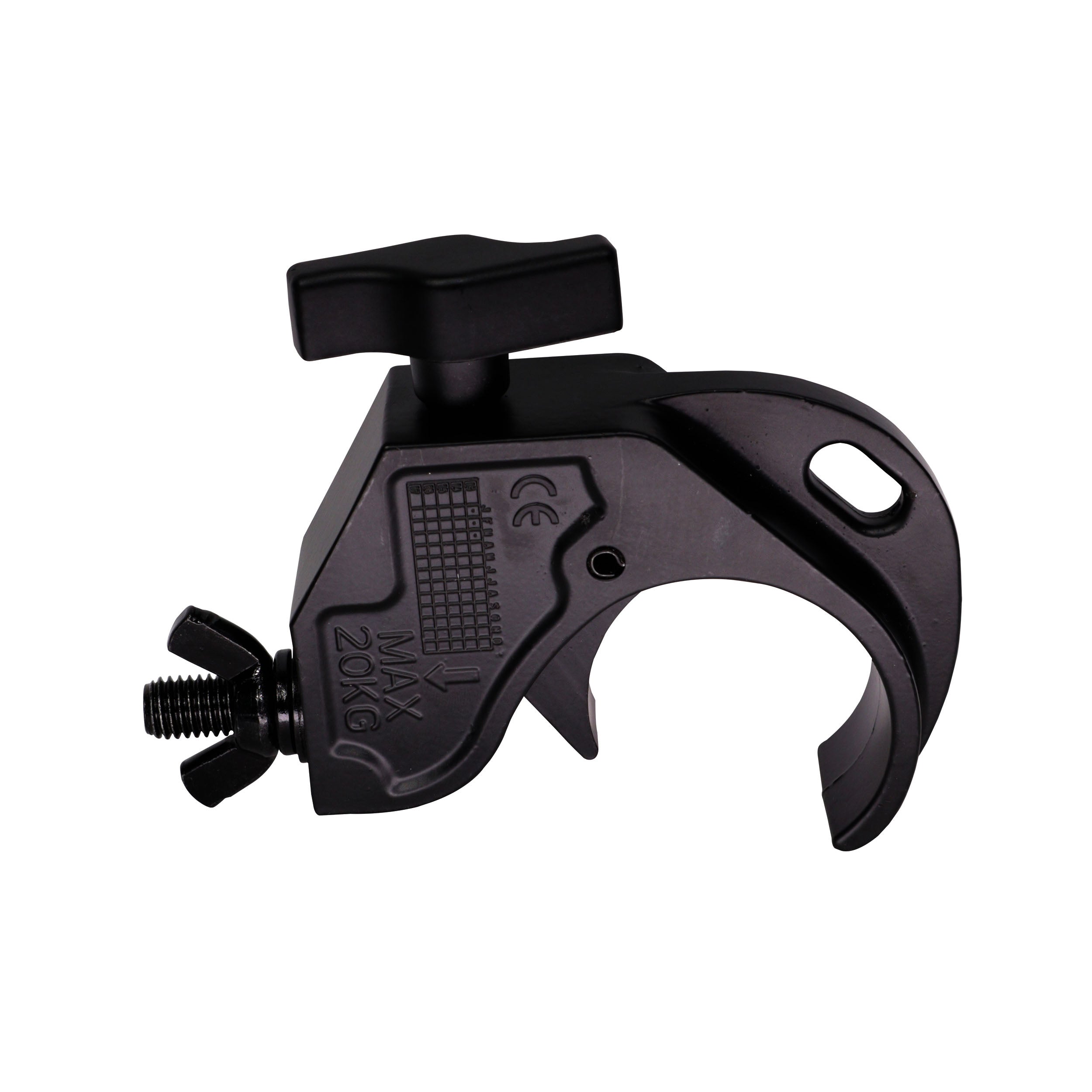 24PCS Aluminum Hook Style M10 Clamp with Big Wing Knob for 2" Truss Tube Capacity 45 Lbs. Black Finish