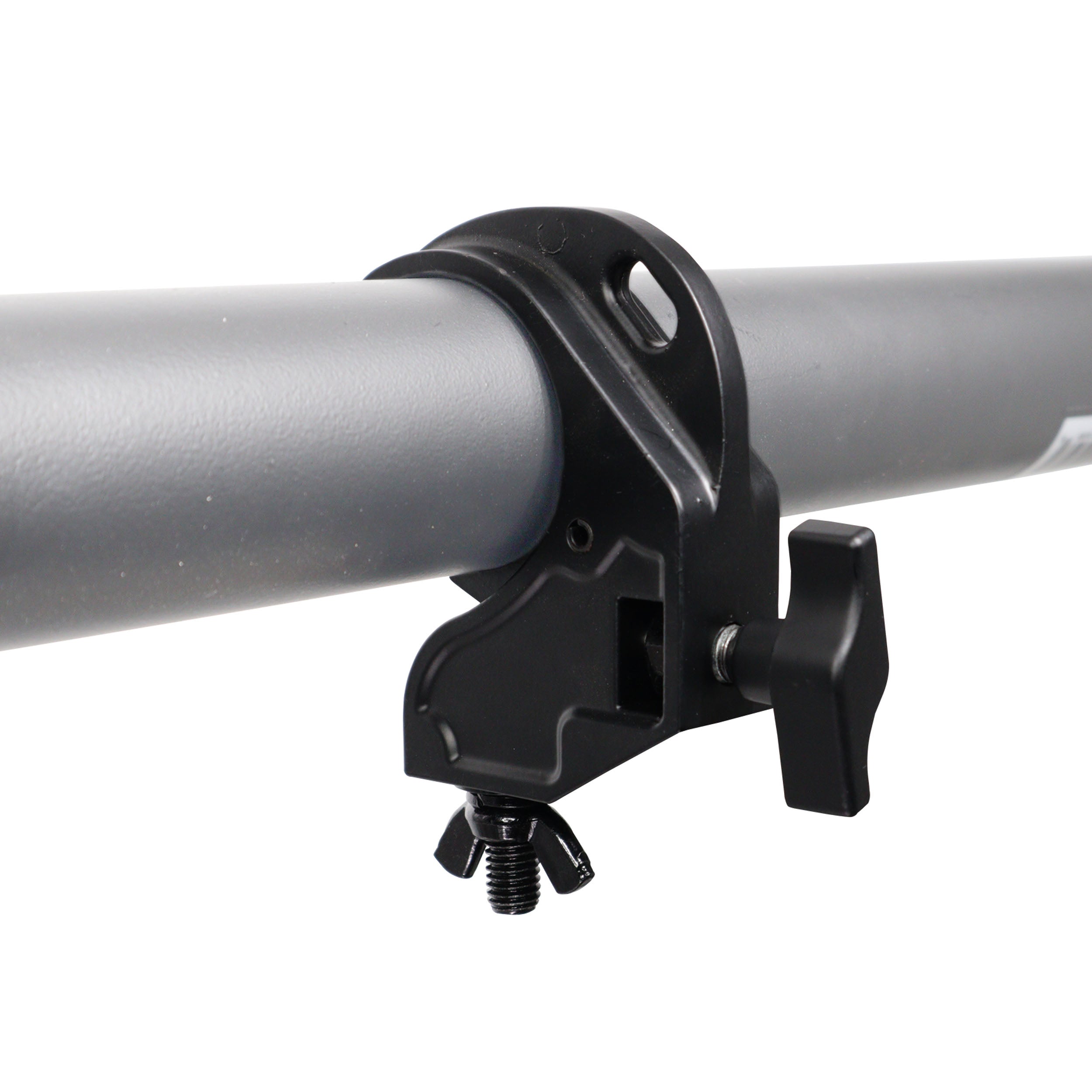 Aluminum Hook Style M10 Clamp with Big Wing Knob for 2" Truss Tube Capacity 45 Lbs. Black Finish