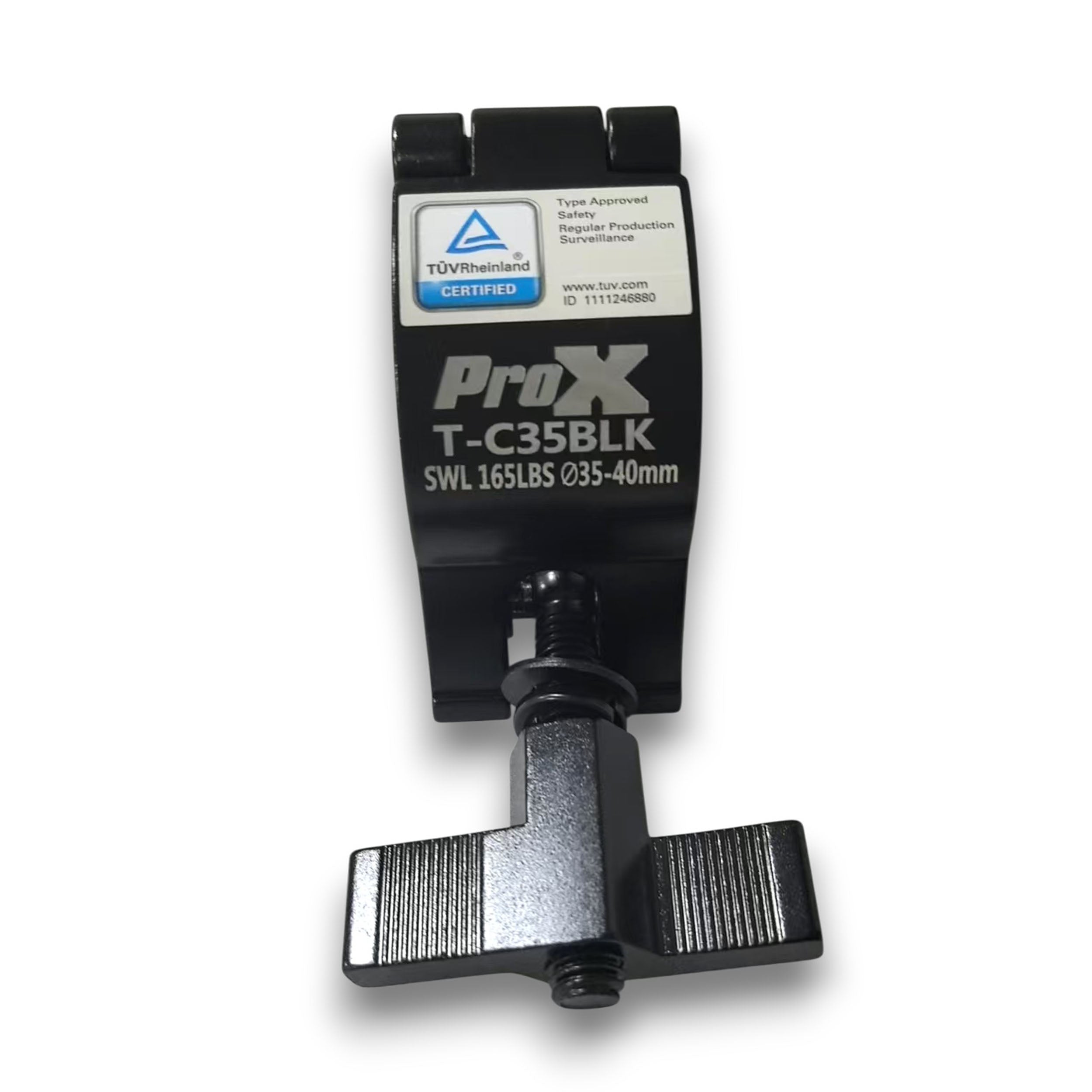 Aluminum Black Mini Clamp Stage Truss Lighting Stand Big Knob fits 1-3/8" to 1-1/2" 35-40mm Tube SWL 165LBS M8 Bolt