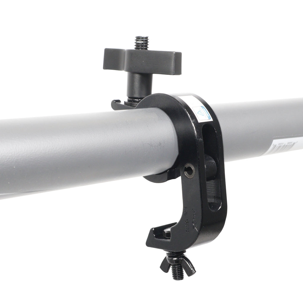 Aluminum Pro Slim Hook Style M10 Clamp with Big Wing Knob for 2" Truss Tube Capacity 330 Lbs. Black Finish