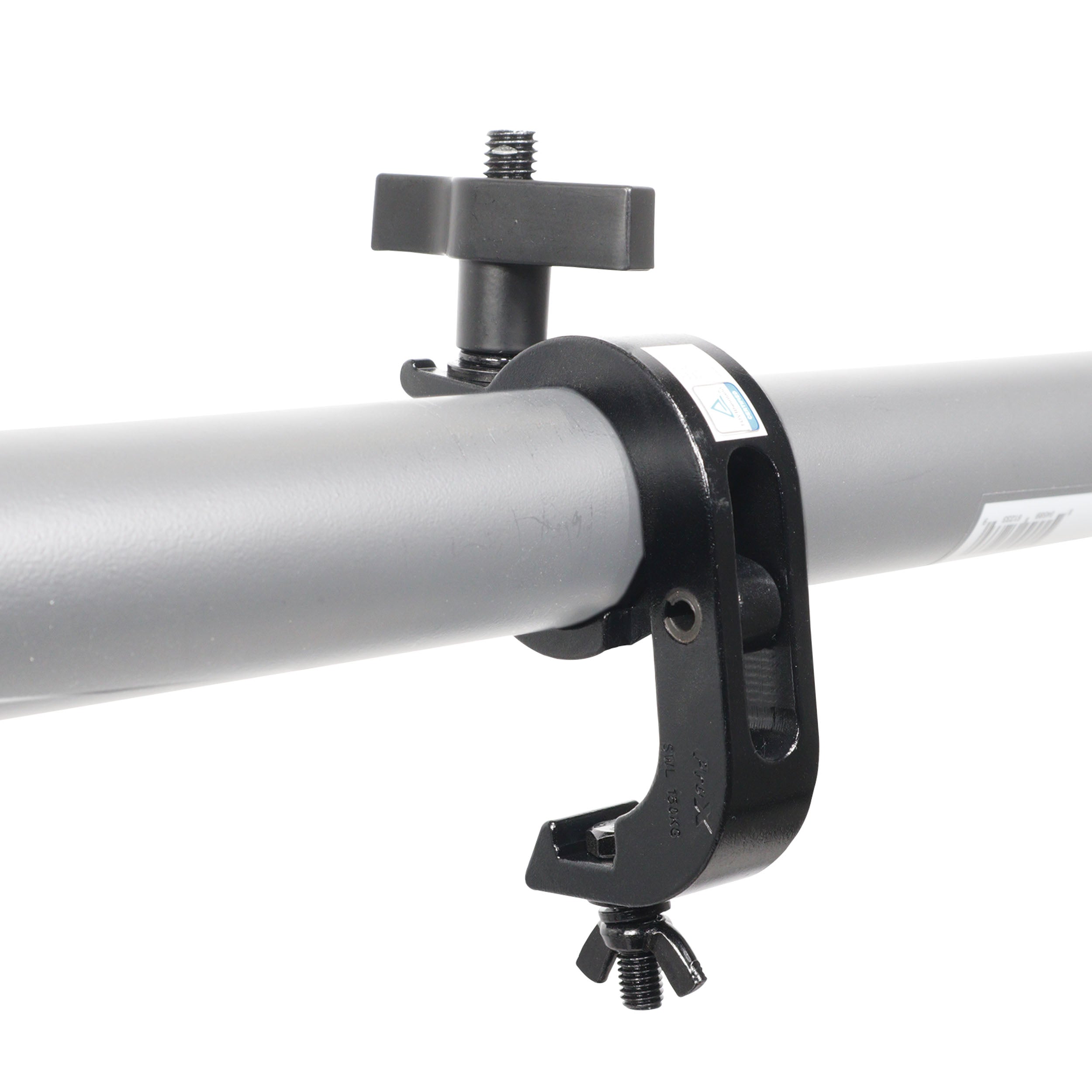 Aluminum Pro Slim Hook Style M10 Clamp with Big Wing Knob for 2" Truss Tube Capacity 330 Lbs. Black Finish