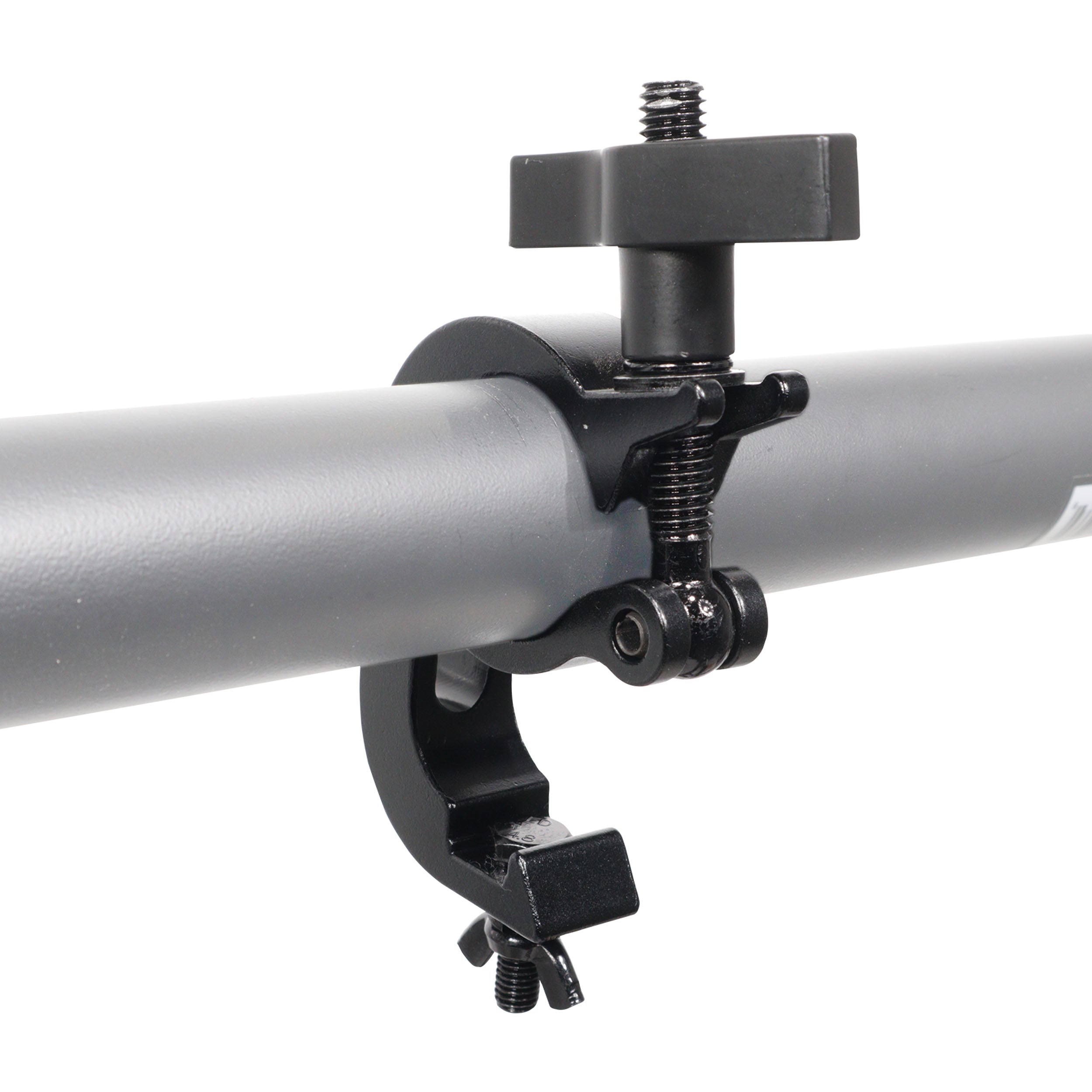 Aluminum Pro Slim Hook Style M10 Clamp with Big Wing Knob for 2" Truss Tube Capacity 330 Lbs. Black Finish