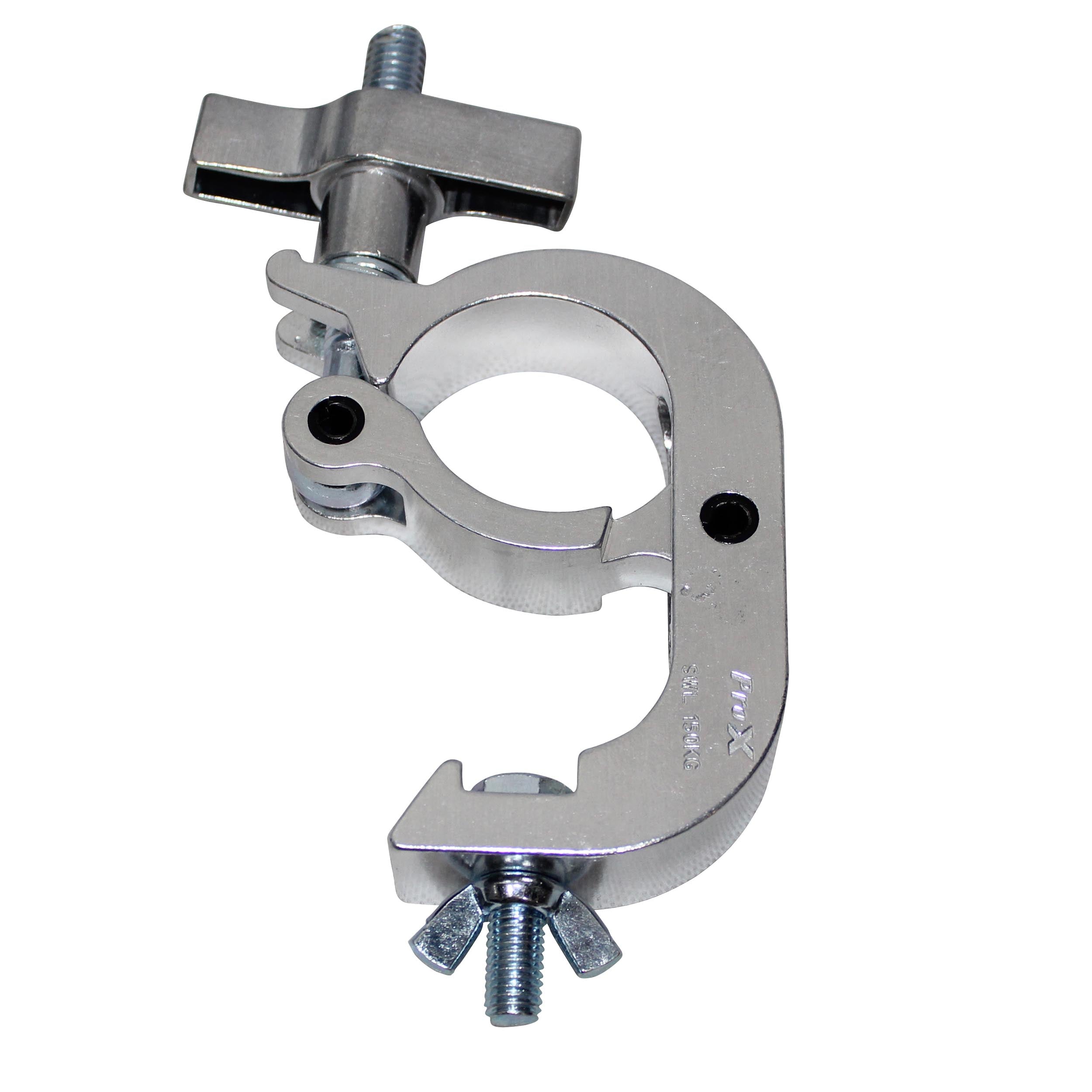 Aluminum Pro Slim Hook Style M10 Clamp with Big Wing Knob for 2" Truss Tube Capacity 330 Lbs.
