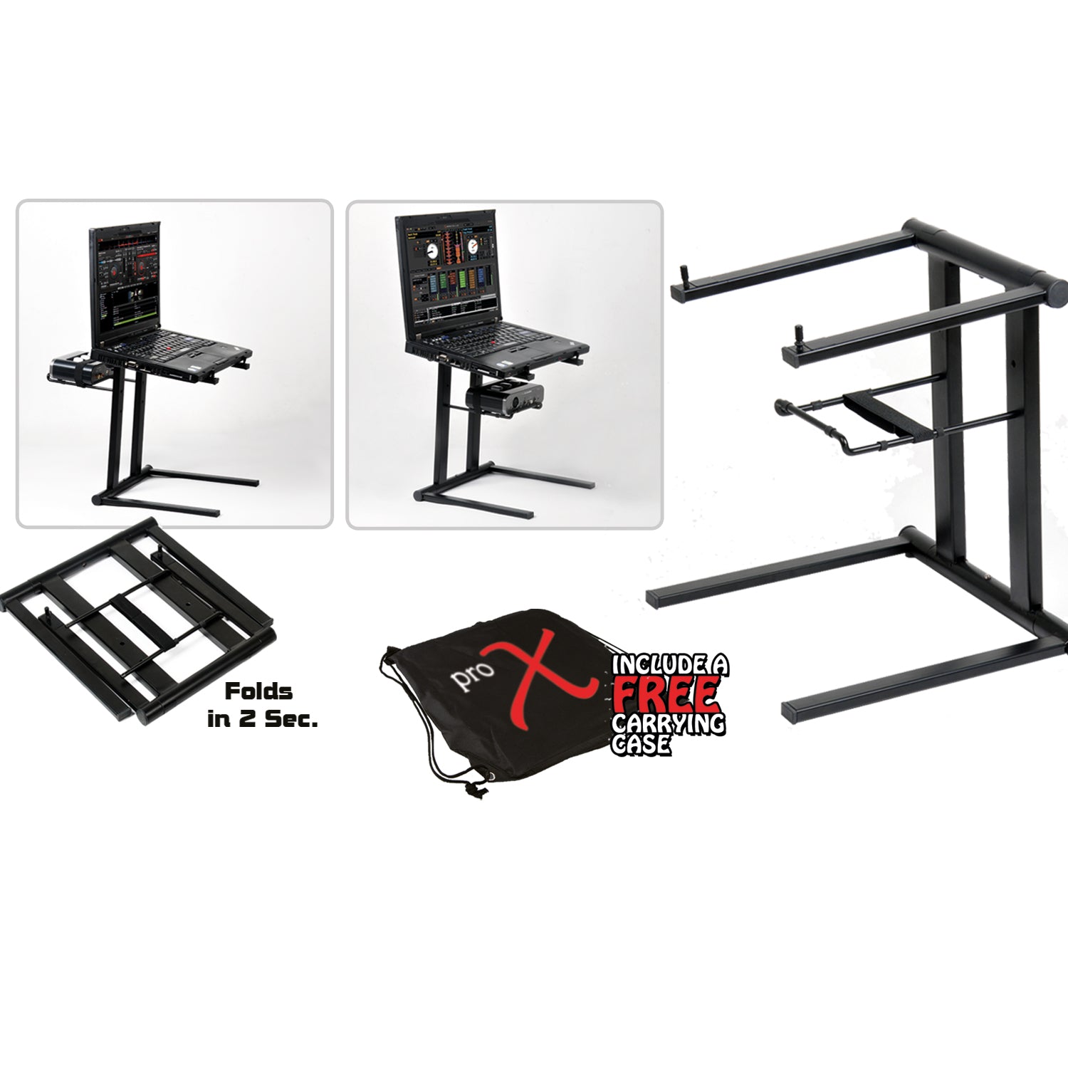 Foldable Portable Laptop Stand W/Adjustable Shelf BLACK