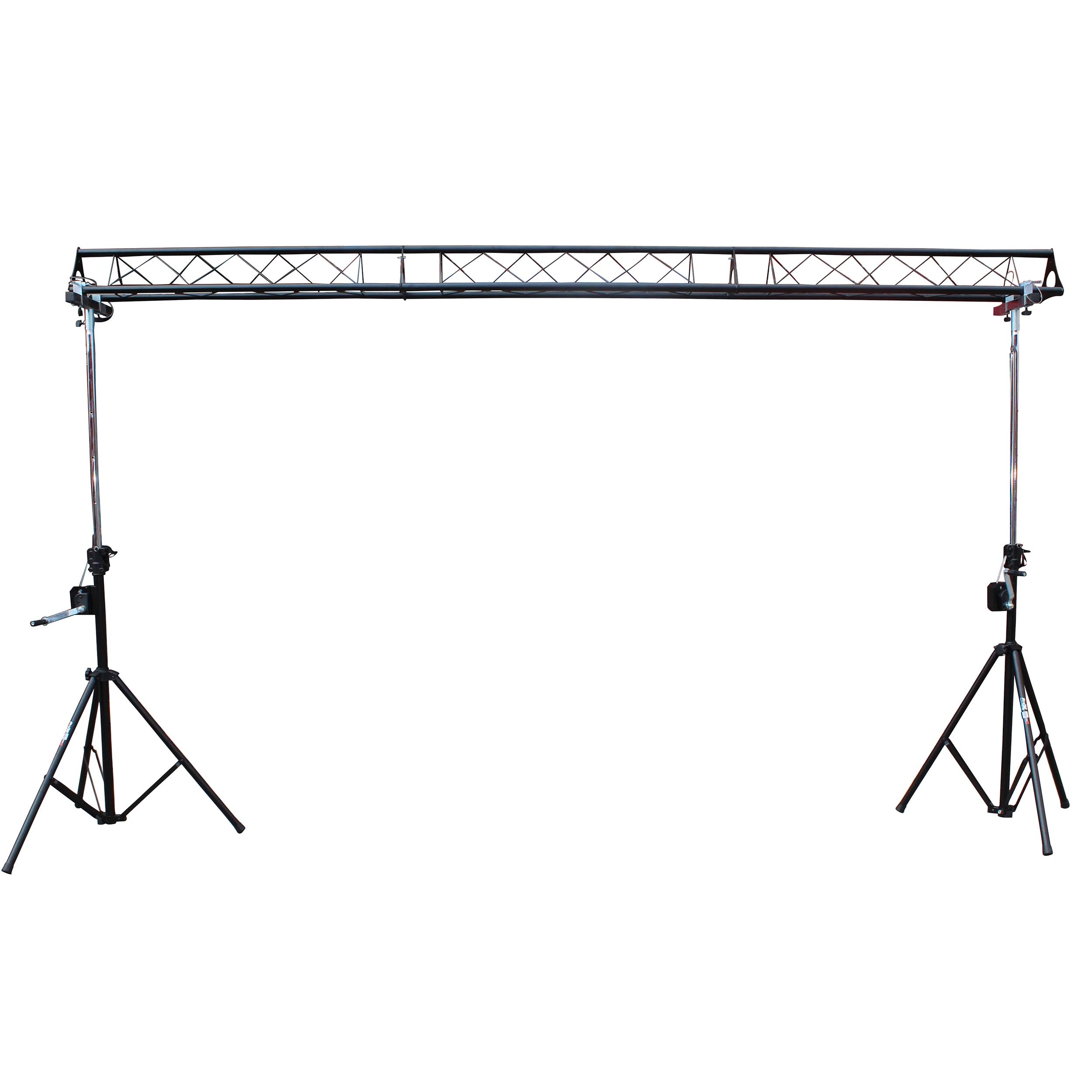10-Feet Height Adjustable Portable Crank Lighting Stand System with included 2x T-Bars Triangle Truss for 5ft 10ft 15ft Width