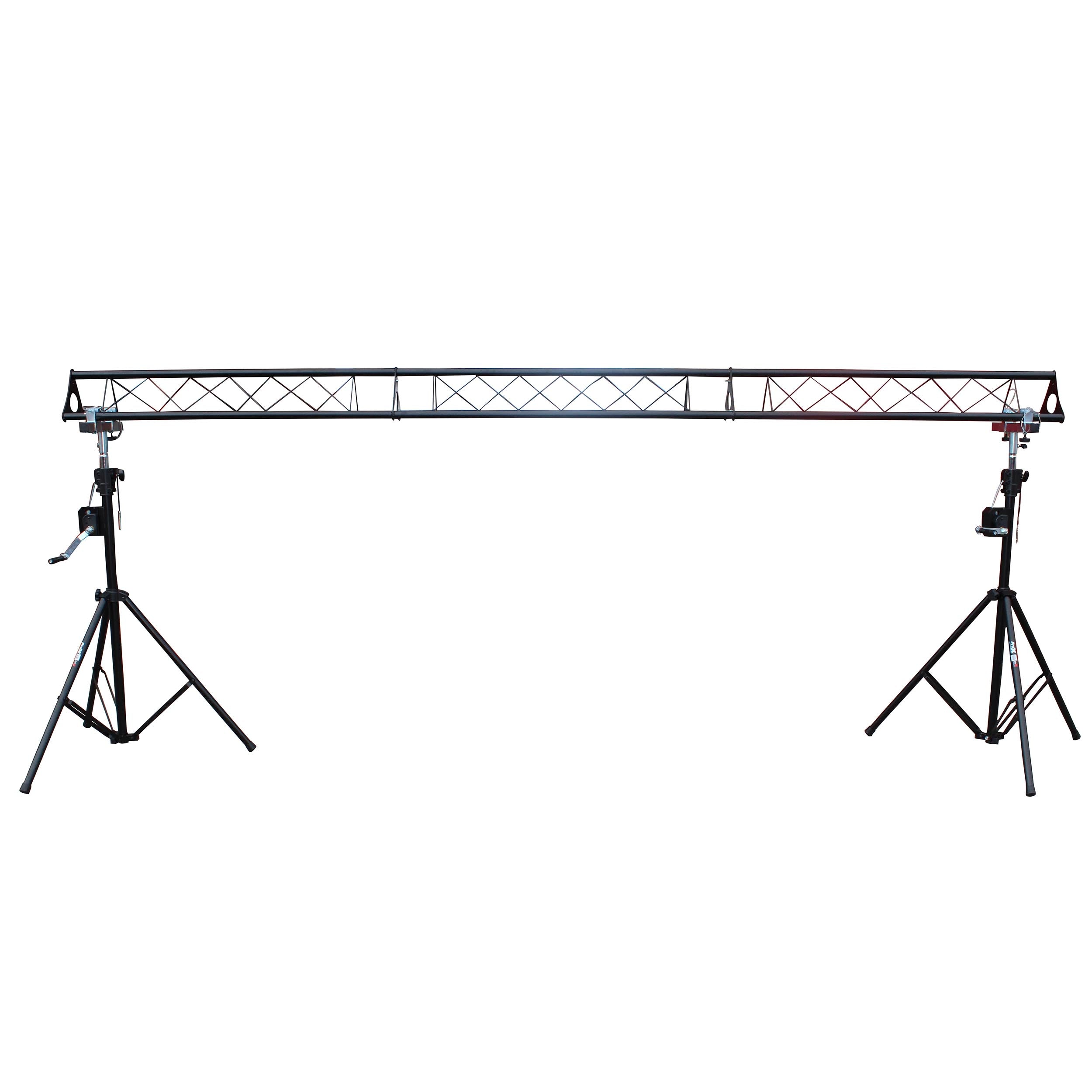 10-Feet Height Adjustable Portable Crank Lighting Stand System with included 2x T-Bars Triangle Truss for 5ft 10ft 15ft Width