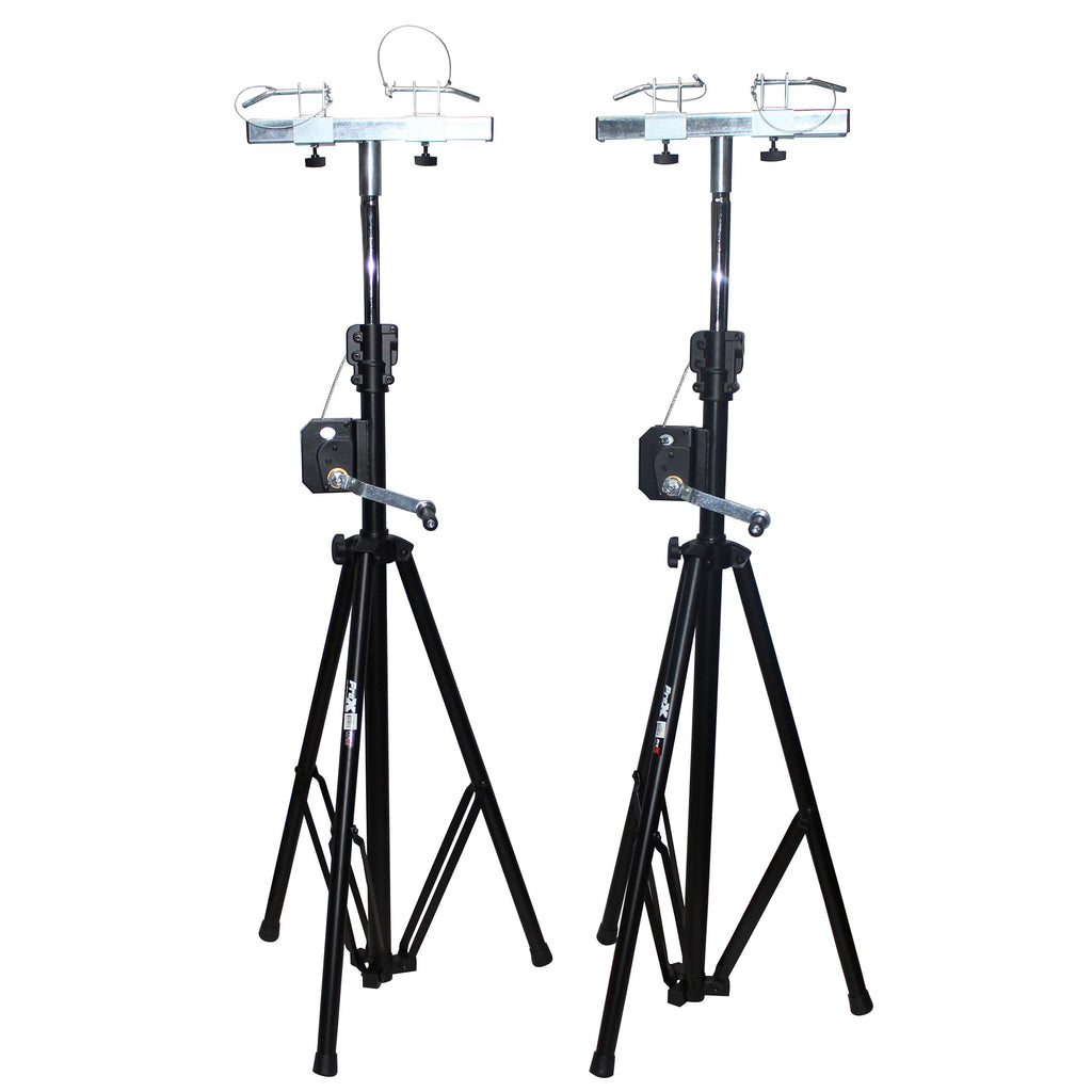 10-Feet Height Adjustable Portable Crank Lighting Stand System with included 2x T-Bars Triangle Truss for 5ft 10ft 15ft Width