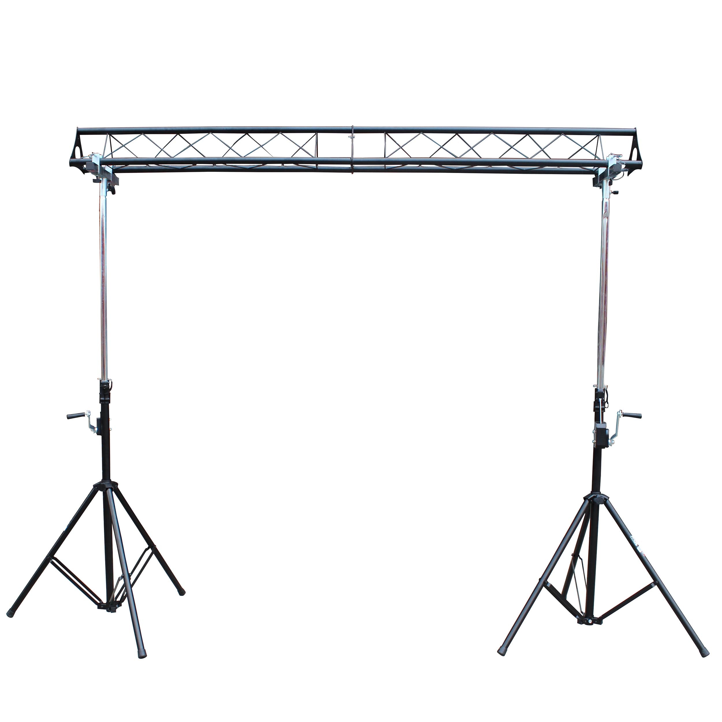 10-Feet Height Adjustable Portable Crank Lighting Stand System with included 2x T-Bars Triangle Truss for 5ft 10ft 15ft Width