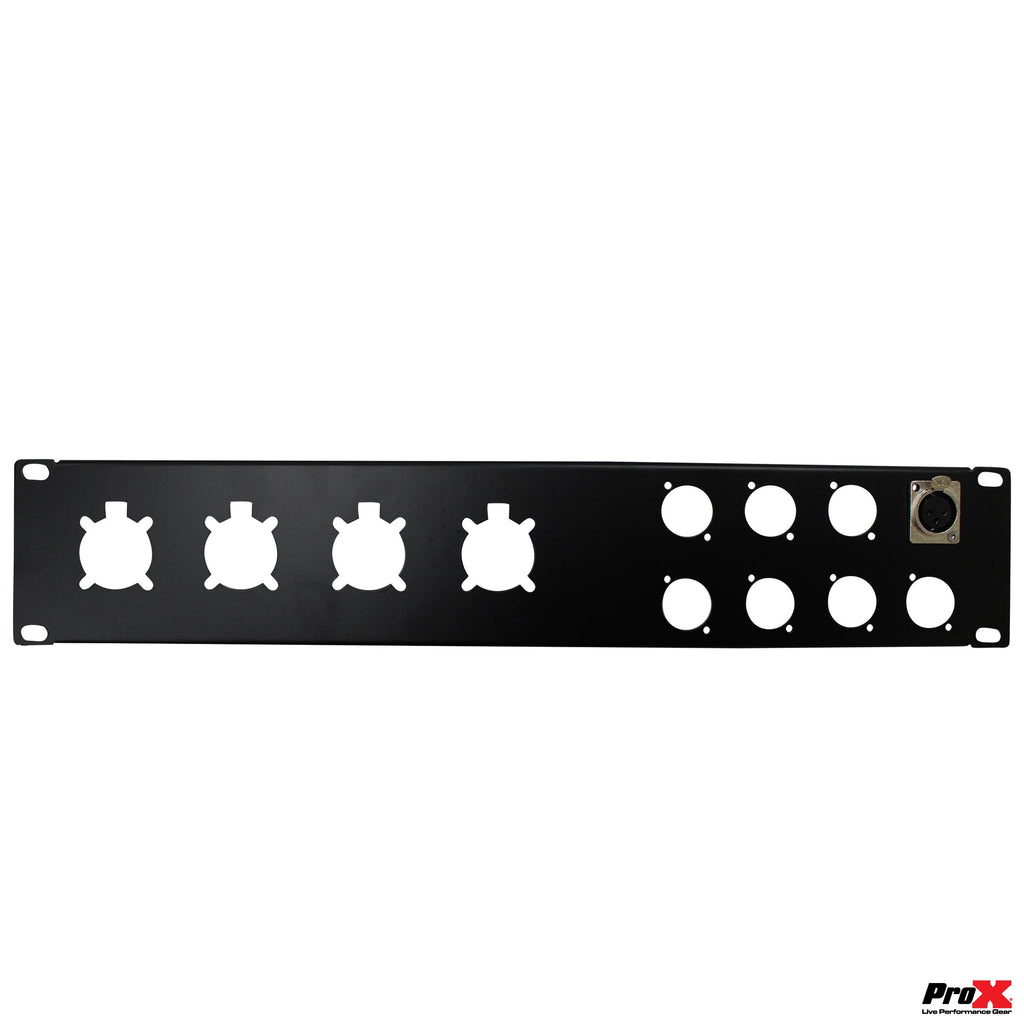 2U-8 XLR D +4 NL4 or NAC3 Unloaded Rack Panel