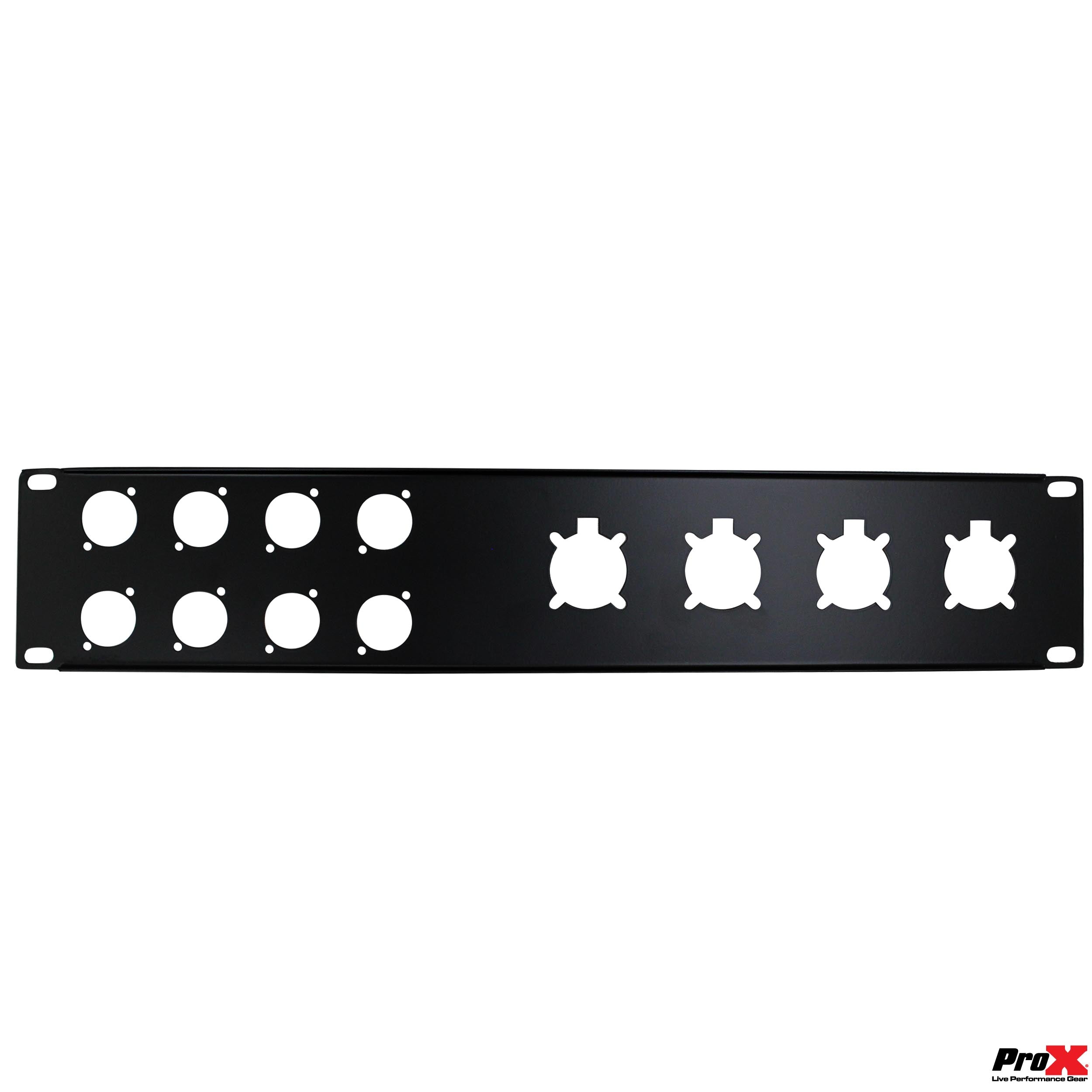 2U-8 XLR D +4 NL4 or NAC3 Unloaded Rack Panel
