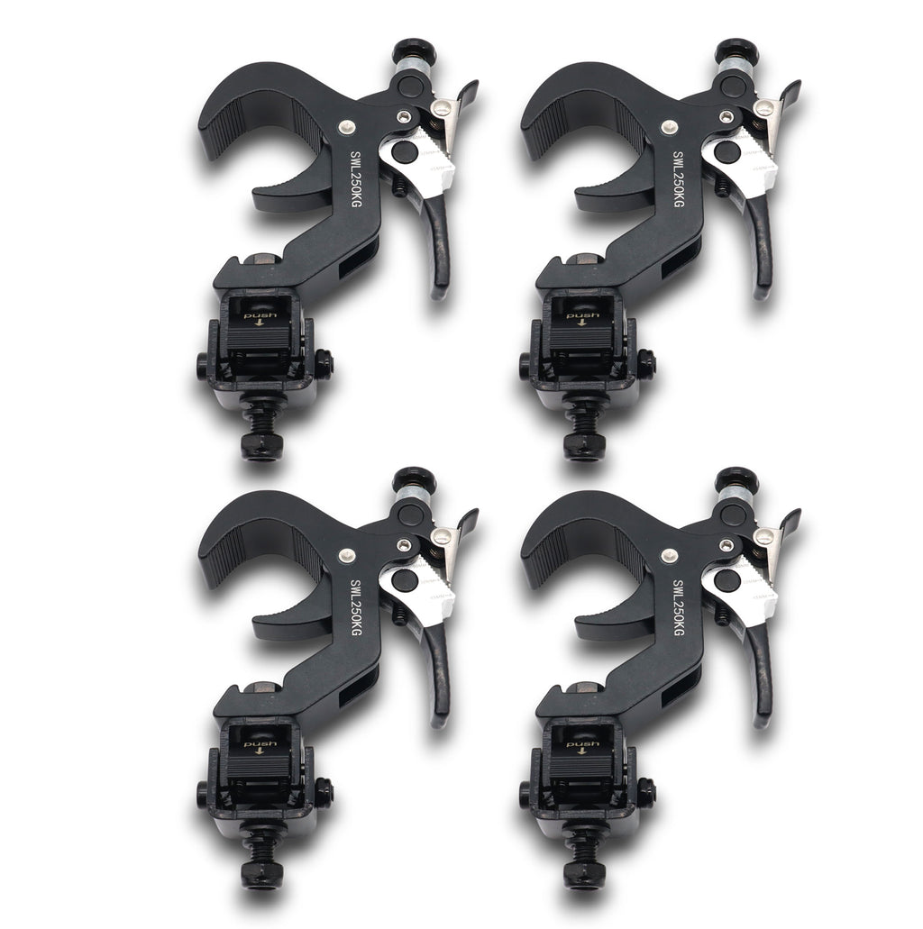 4 Quick 90º Folding XPress Trigger Truss Clamp Clamp Moving Head Adapters with Quick Press Trigger Truss 2 in. Black Finish