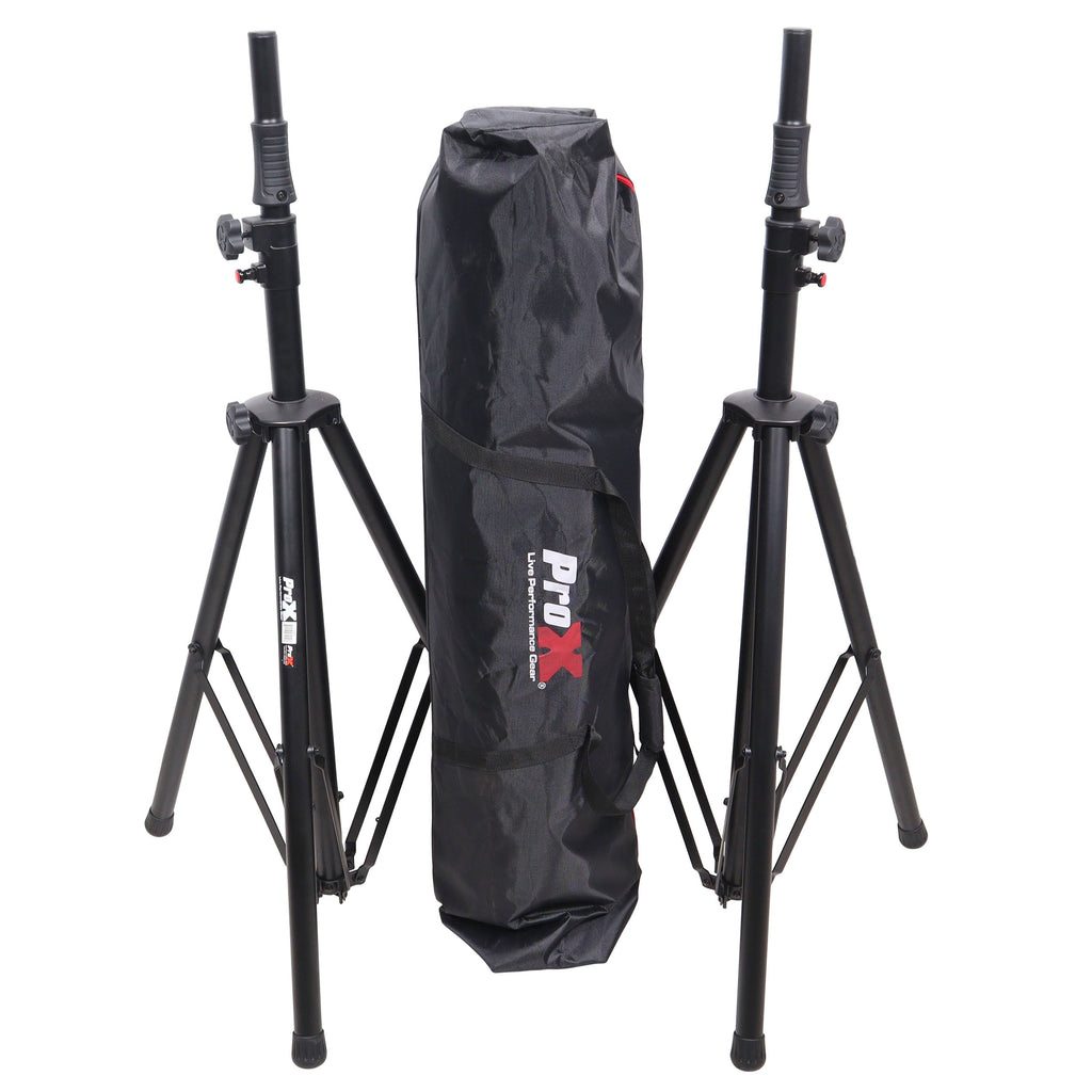 Set of 2 Pro Air-Powered tripod Speaker stand in Black w/ Carry Bag